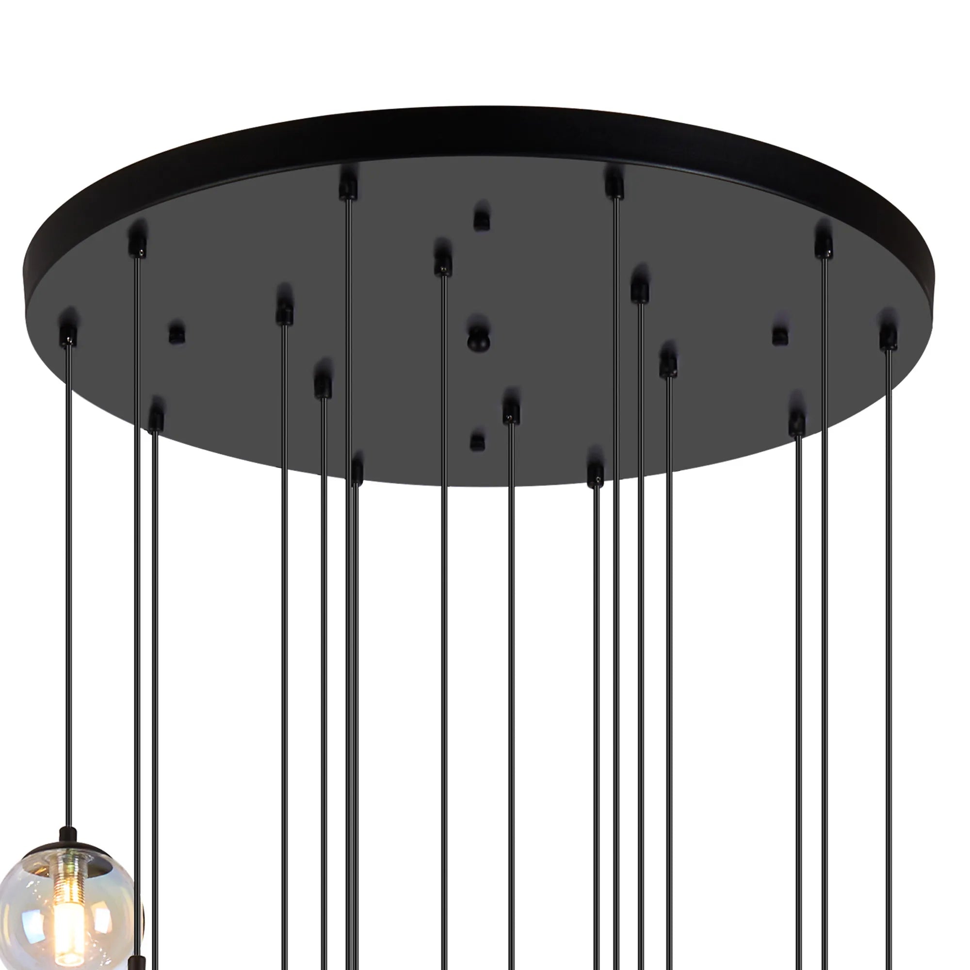 Deacon Pendant 16 Light - Satin Black Iridescent Plated Glass