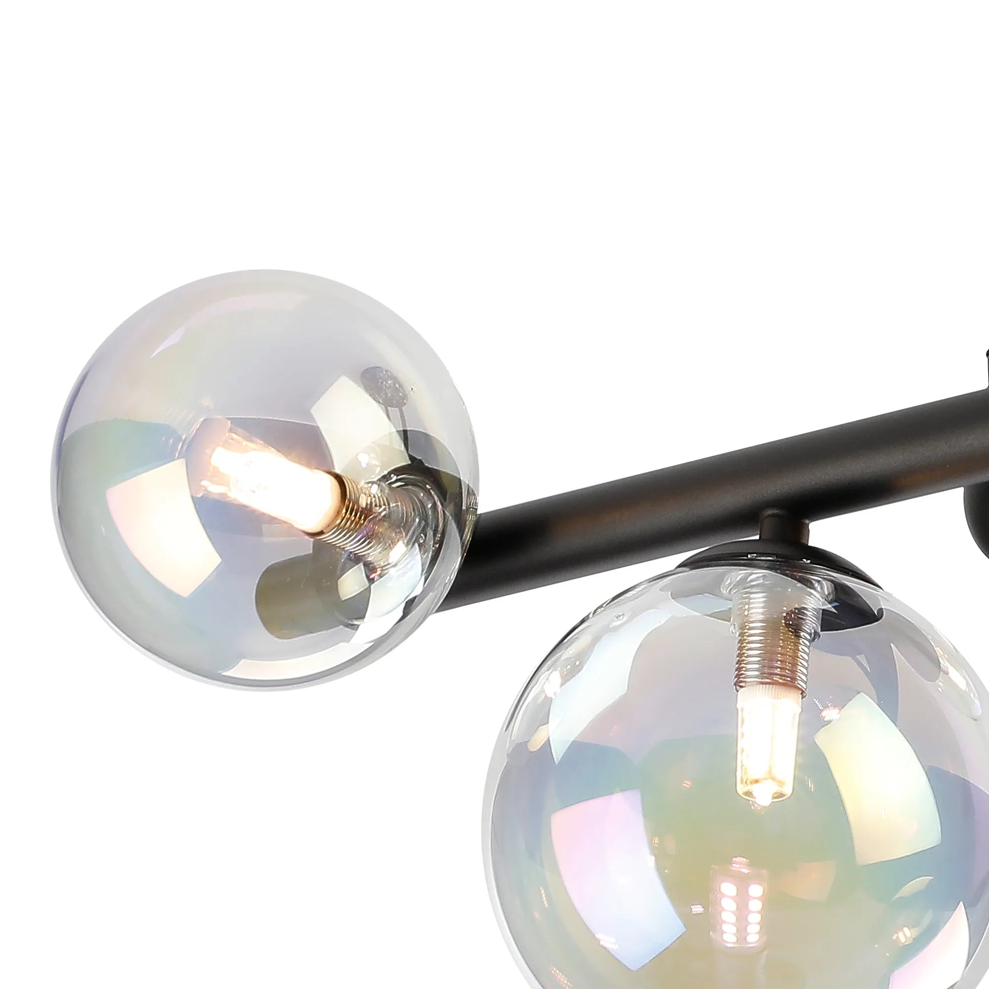 Deacon Semi Flush Ceiling Light - 6 Light - Satin Black Iridescent Plated Glass