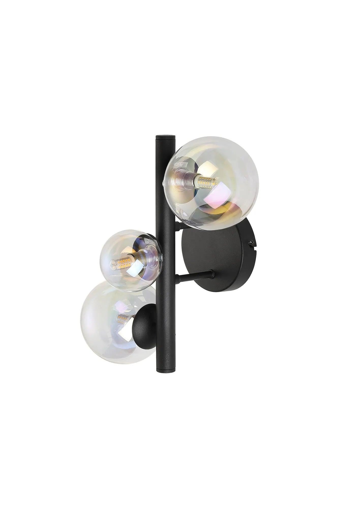 Deacon Wall Lamp 3 Light - Satin Black Iridescent Plated Glass