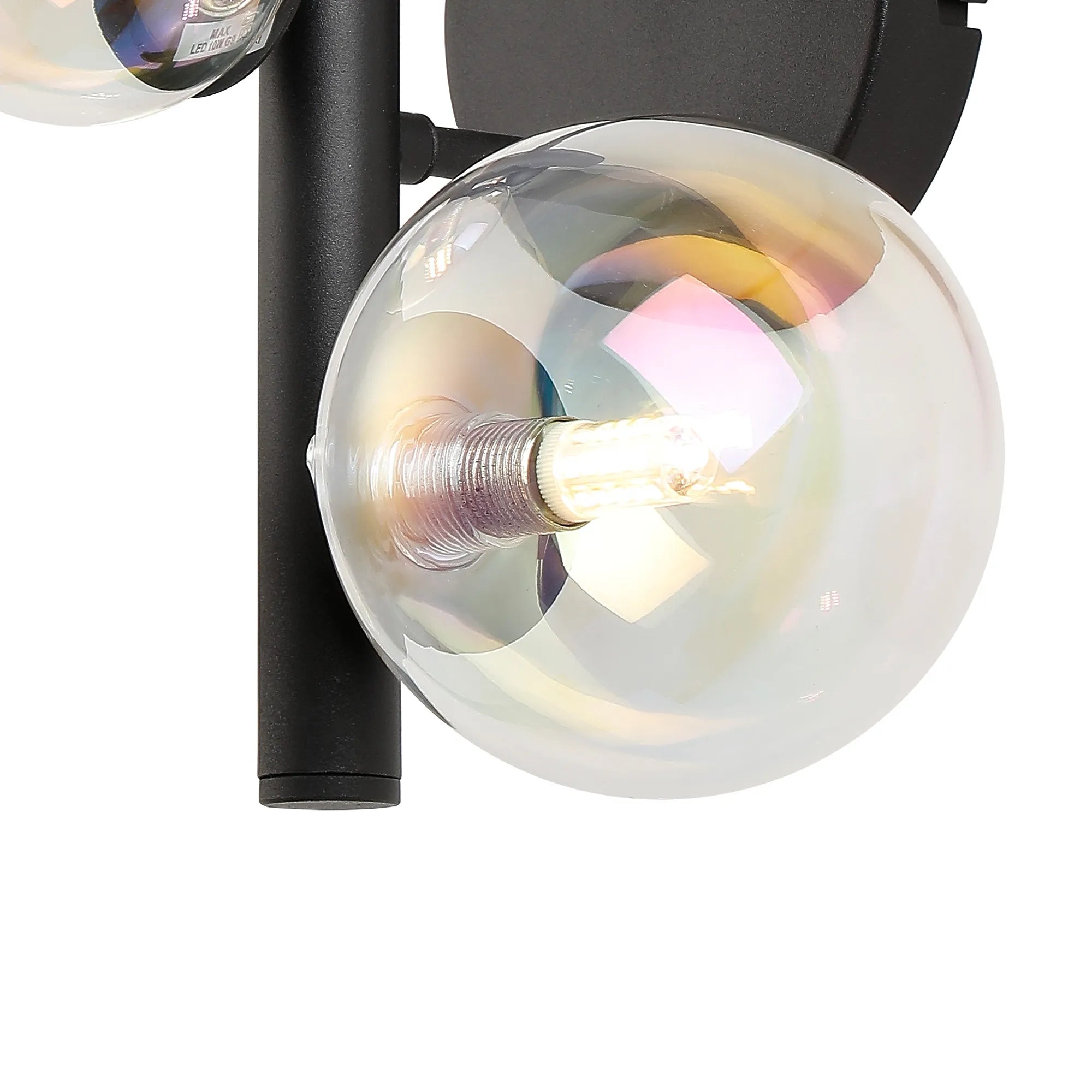 Deacon Wall Lamp 3 Light - Satin Black Iridescent Plated Glass