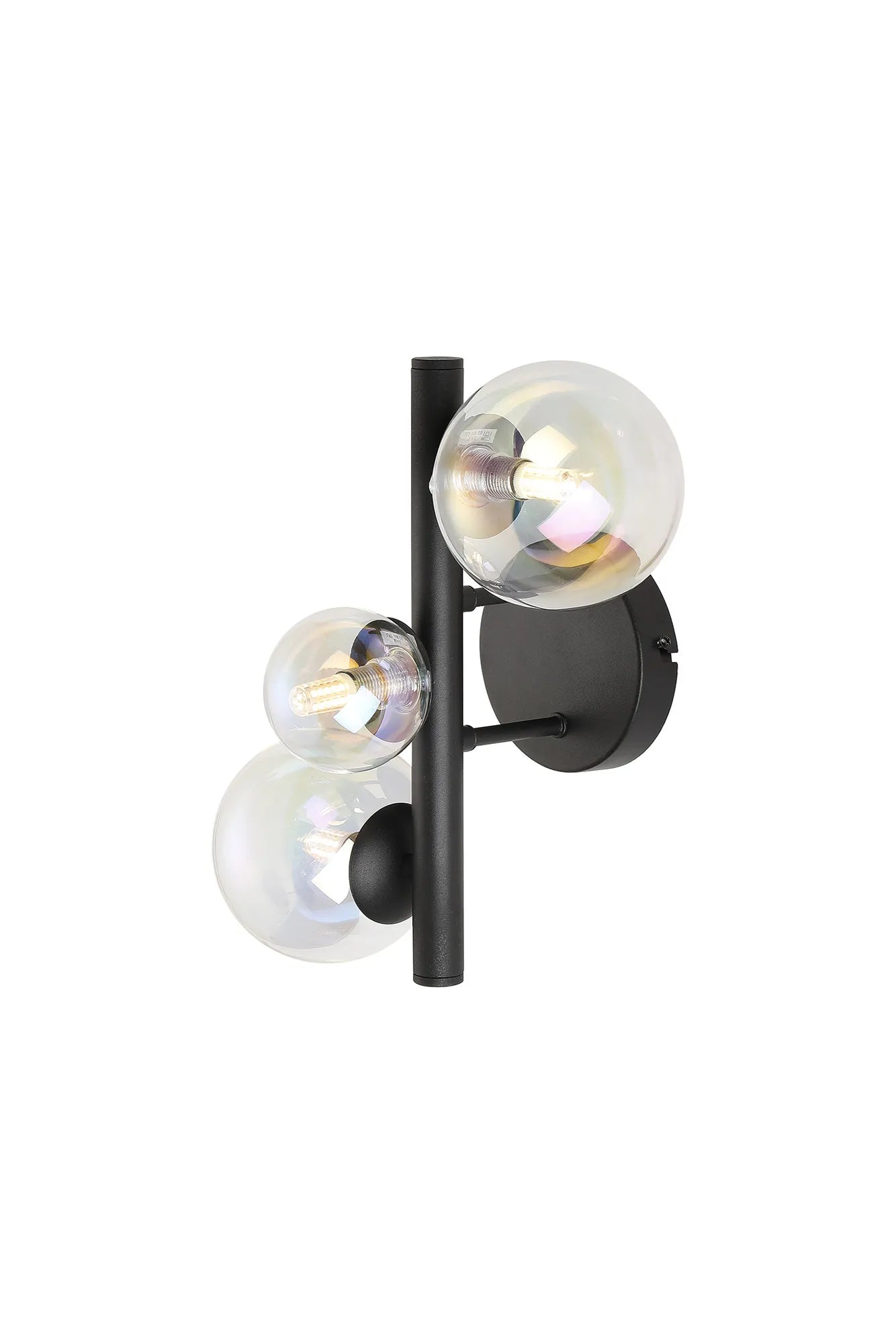 Deacon Wall Lamp 3 Light - Satin Black Iridescent Plated Glass