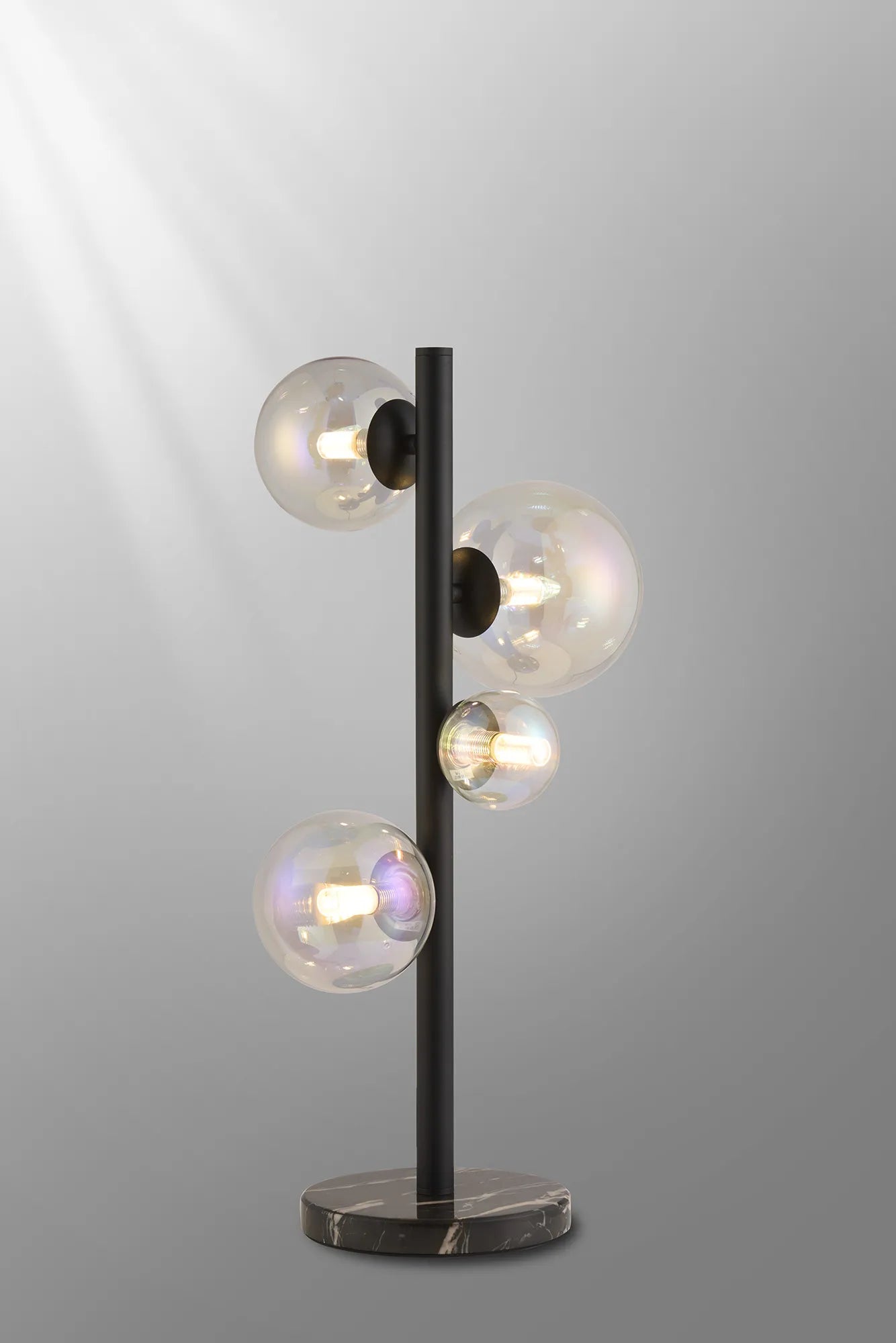Deacon Table Lamp 4 Light - Satin Black Iridescent Plated Glass