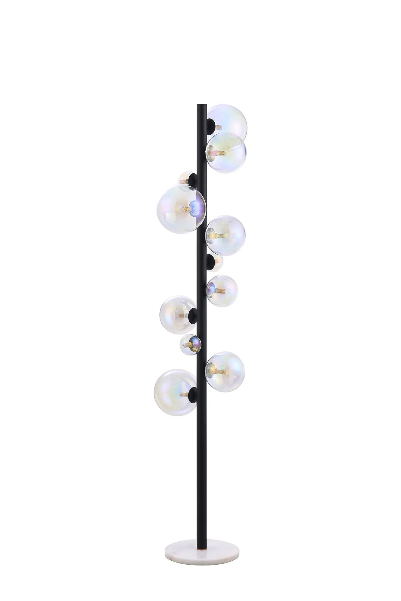 Deacon Floor Lamp 1 Single Light - Satin Black Iridescent Plated Glass