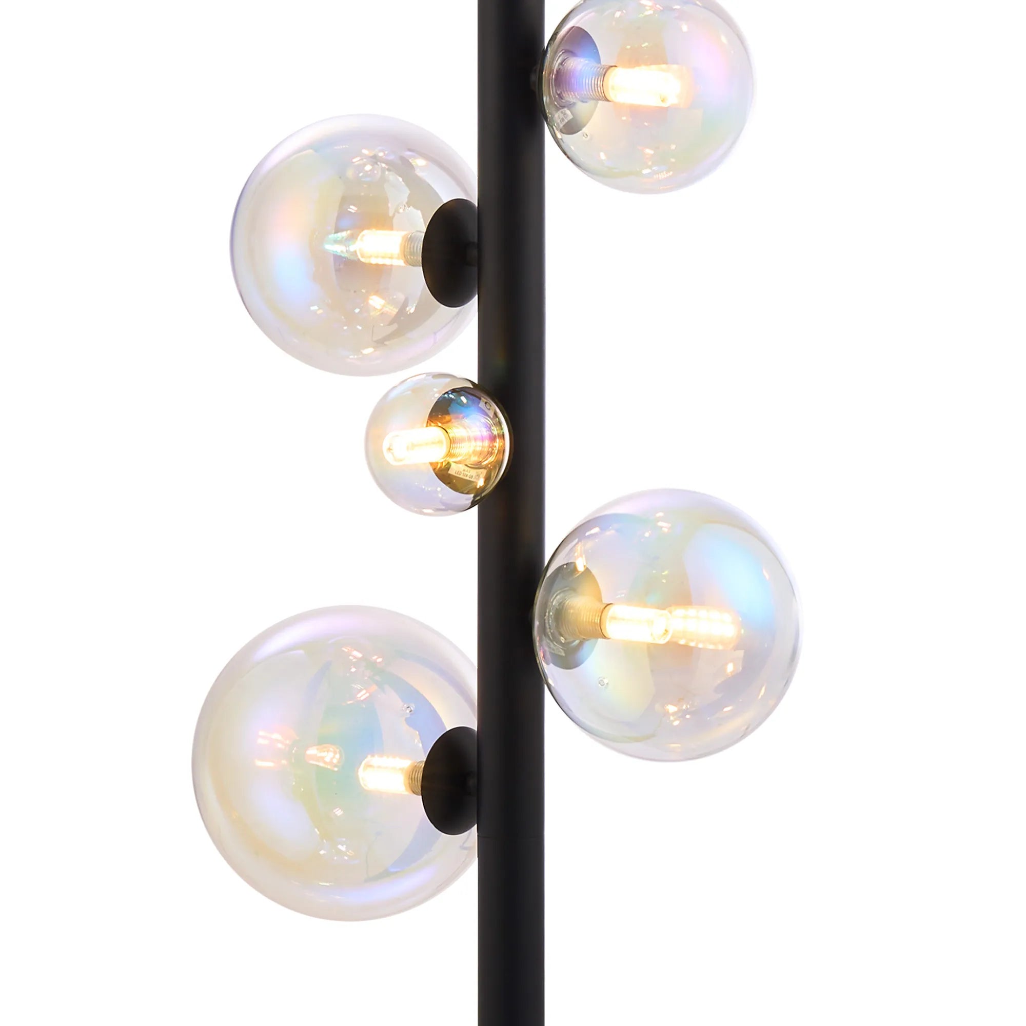 Deacon Floor Lamp 1 Single Light - Satin Black Iridescent Plated Glass