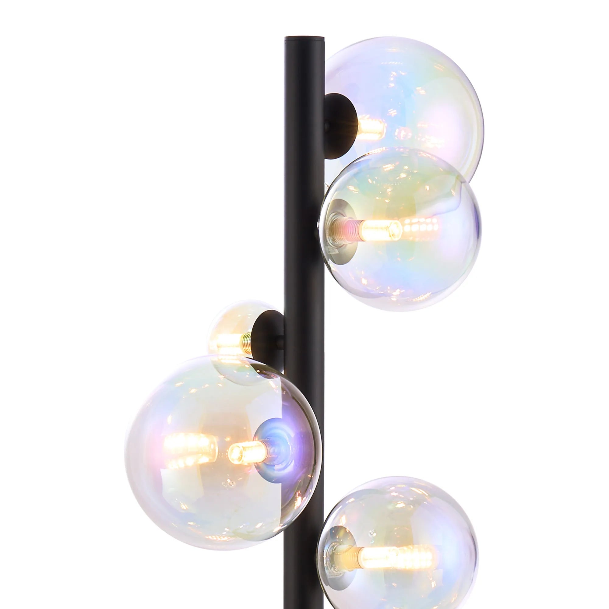 Deacon Floor Lamp 1 Single Light - Satin Black Iridescent Plated Glass