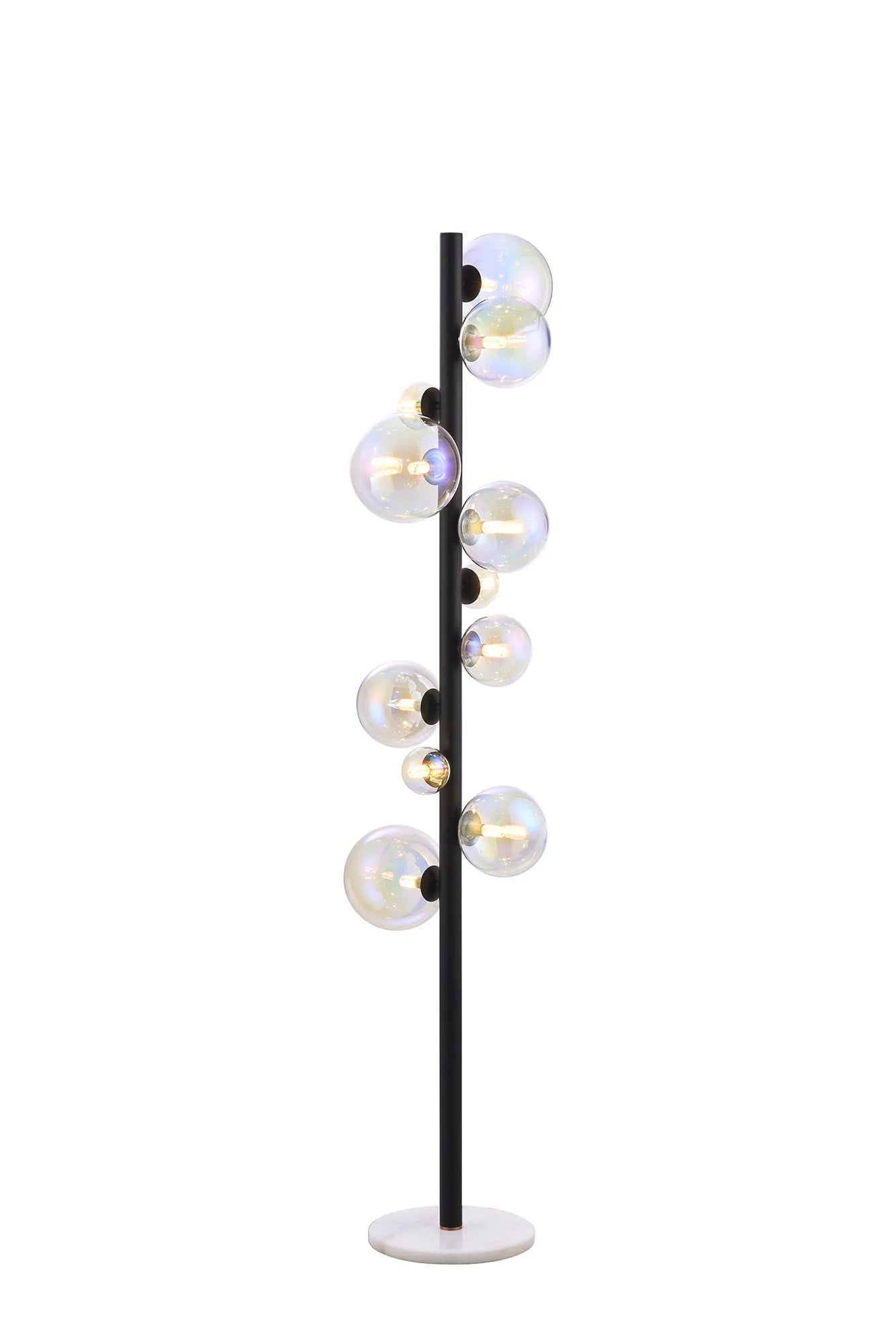Deacon Floor Lamp 1 Single Light - Satin Black Iridescent Plated Glass