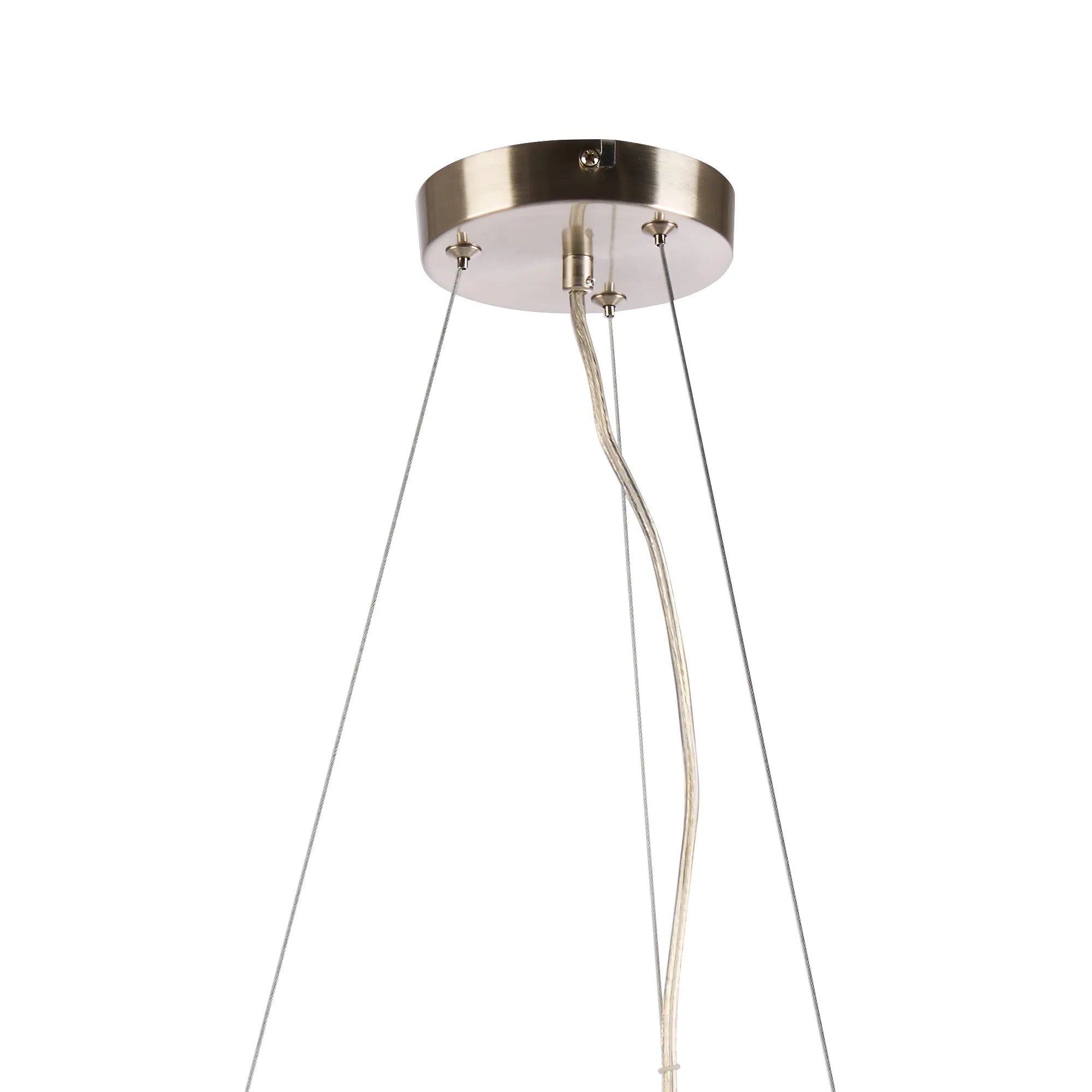 Deacon Circular Pendant 16 Light - Satin Nickel Iridescent Plated Glass