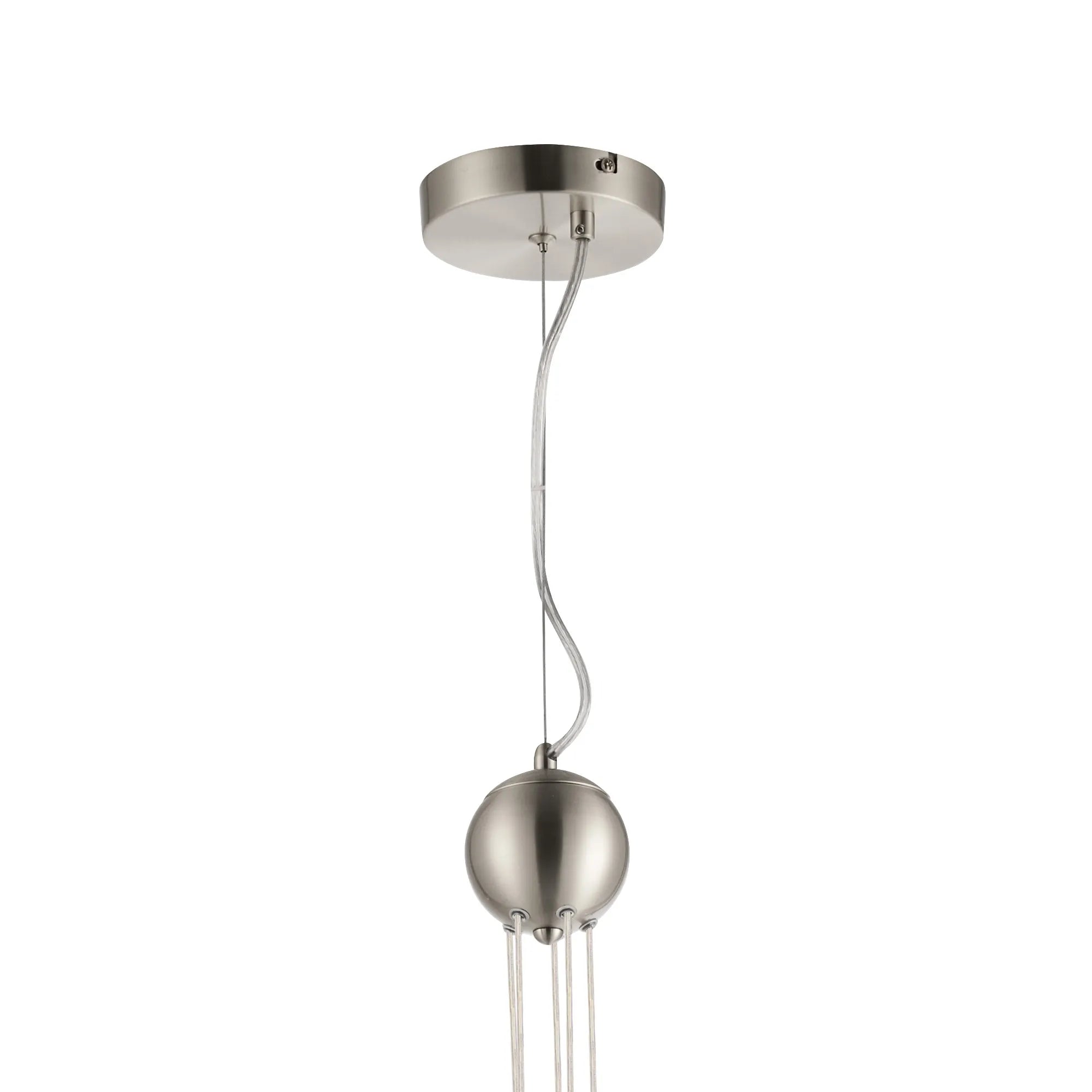 Deacon Pendant 5 Light - Satin Nickel Iridescent Plated Glass