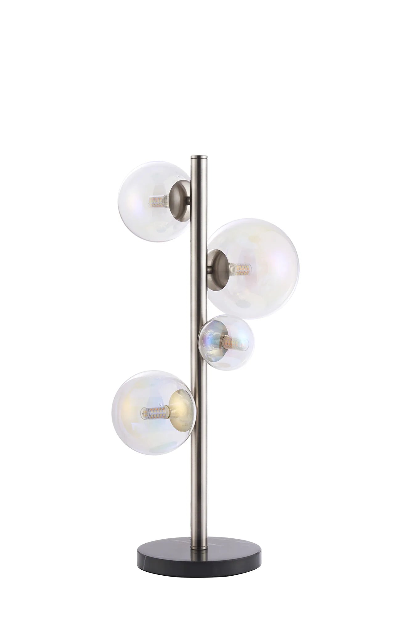 Deacon Table Lamp 4 Light - Satin Nickel Iridescent Plated Glass