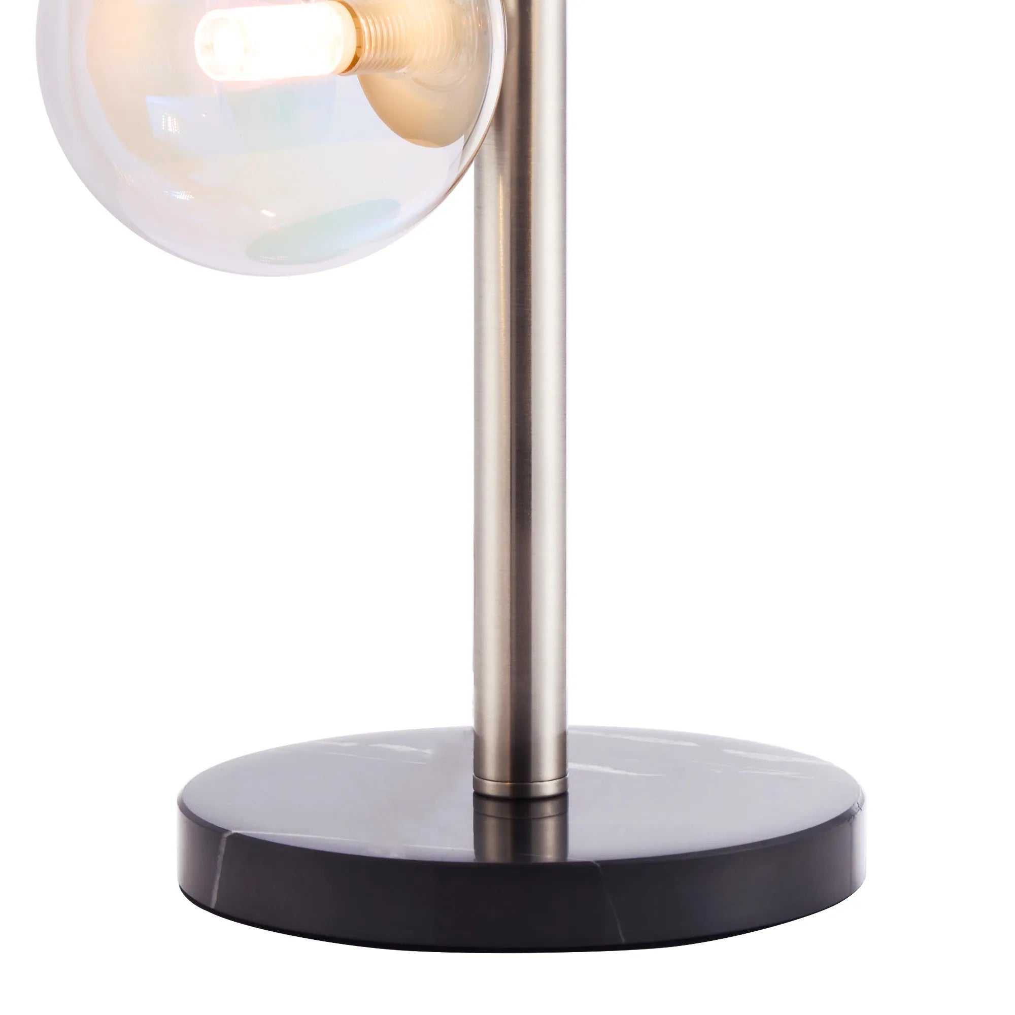 Deacon Table Lamp 4 Light - Satin Nickel Iridescent Plated Glass