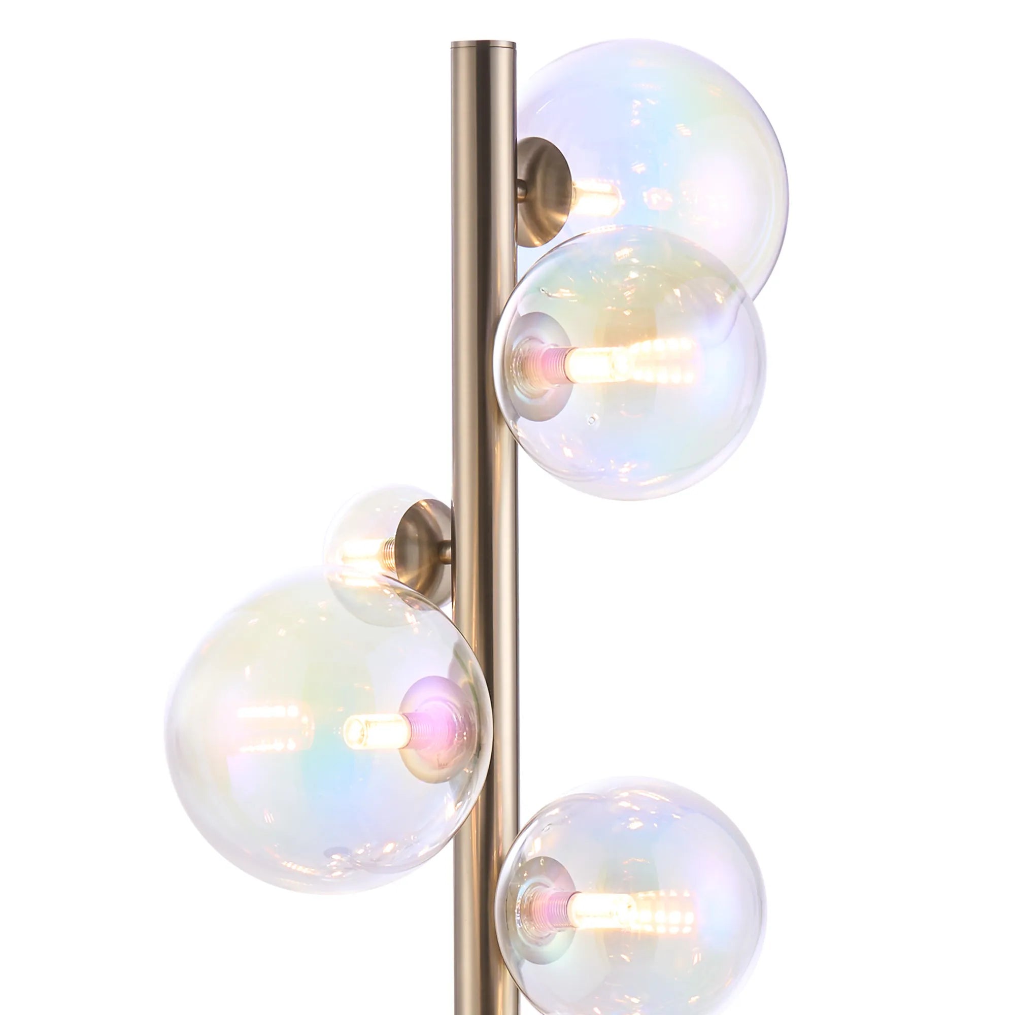Deacon Floor Lamp 1 Single Light - Satin Nickel Iridescent Plated Glass