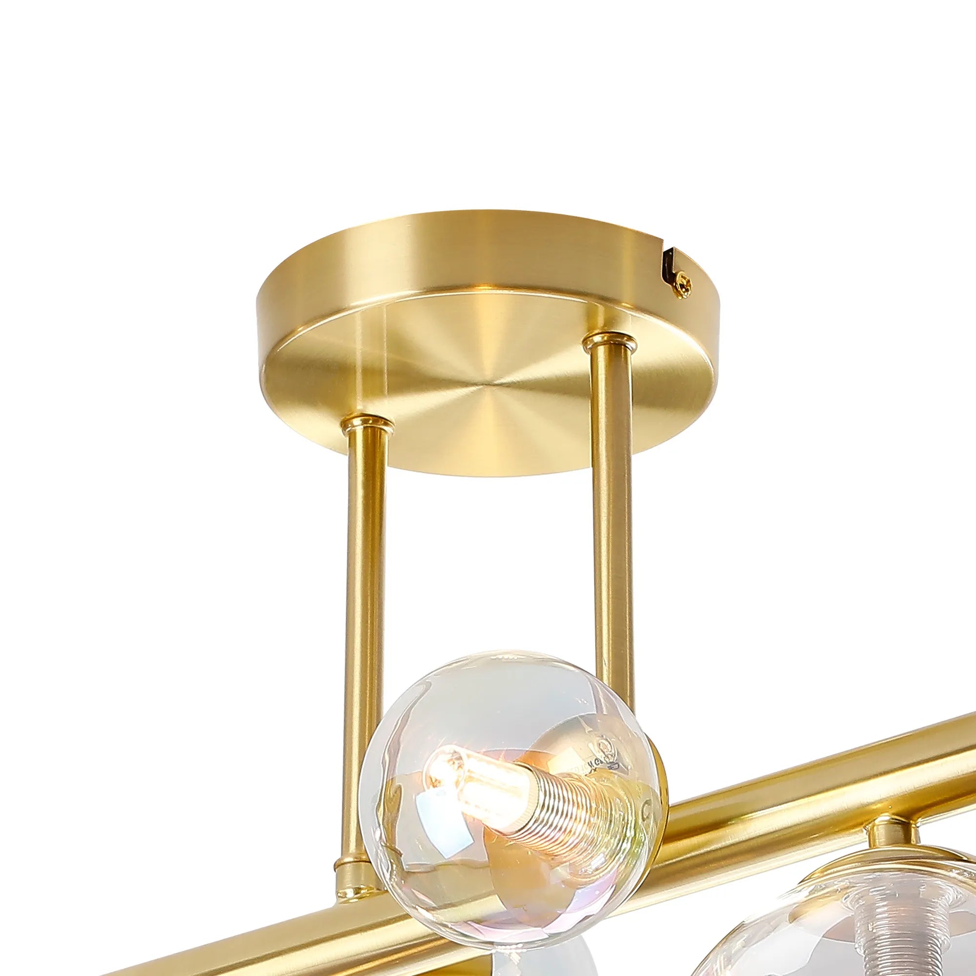 Deacon Semi Flush Ceiling Light - 6 Light - Satin Gold Iridescent Plated Glass