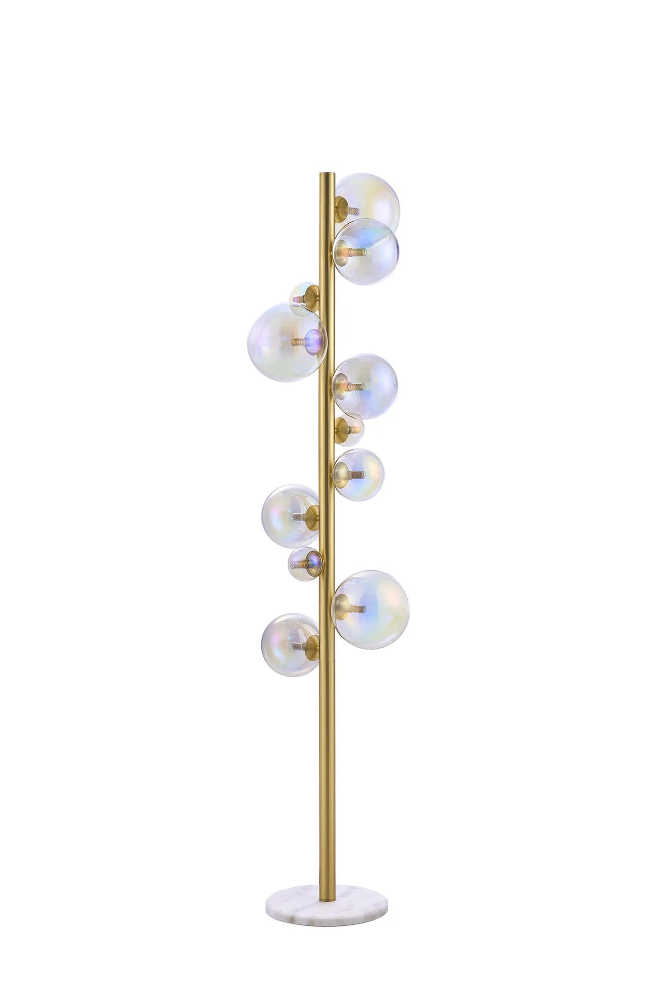 Deacon Floor Lamp 1 Single Light - Satin Gold Iridescent Plated Glass