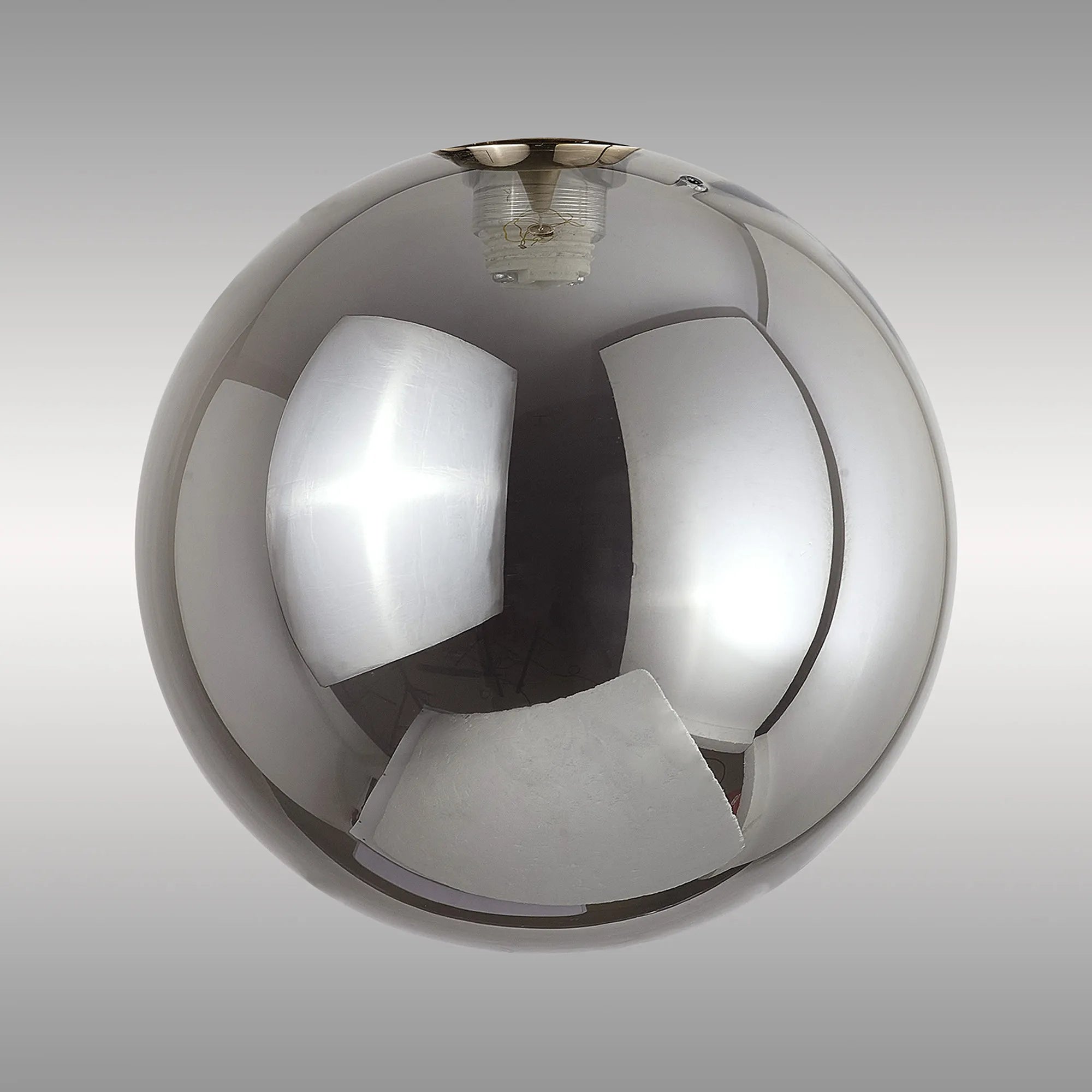 Deacon 18cm Round Smoke Plated Glass