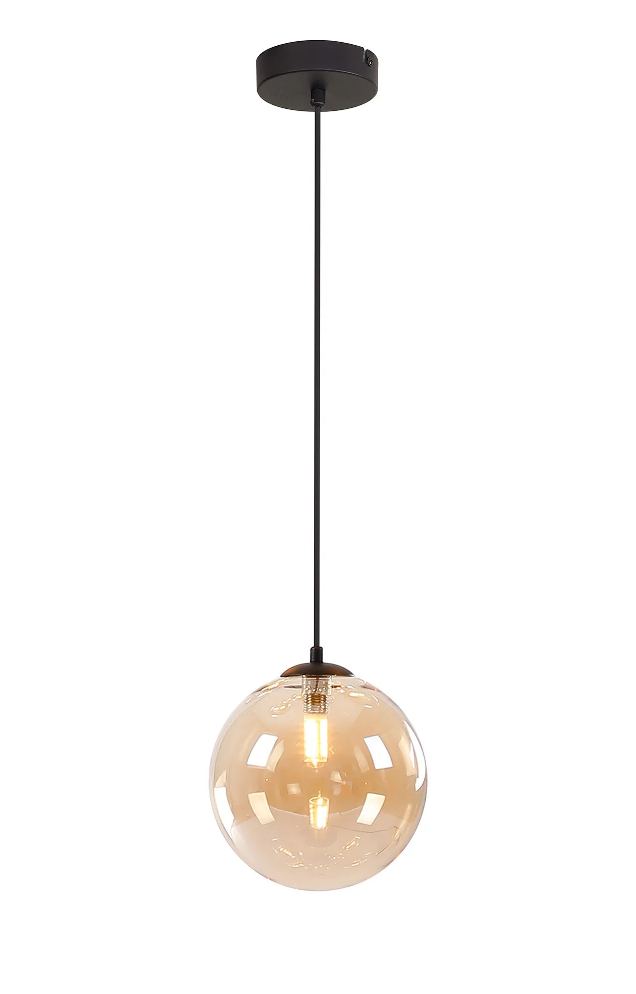 Deacon Single Pendant Single Light - Satin Black & Amber