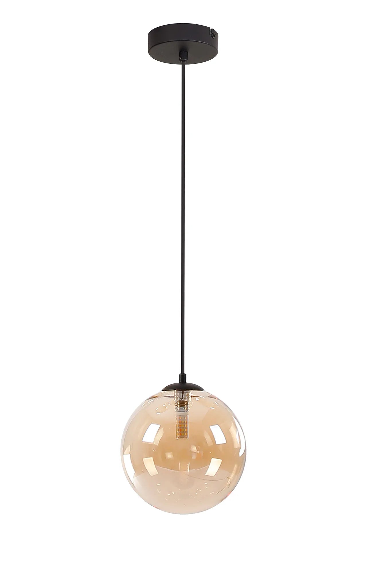 Deacon Single Pendant Single Light - Satin Black & Amber