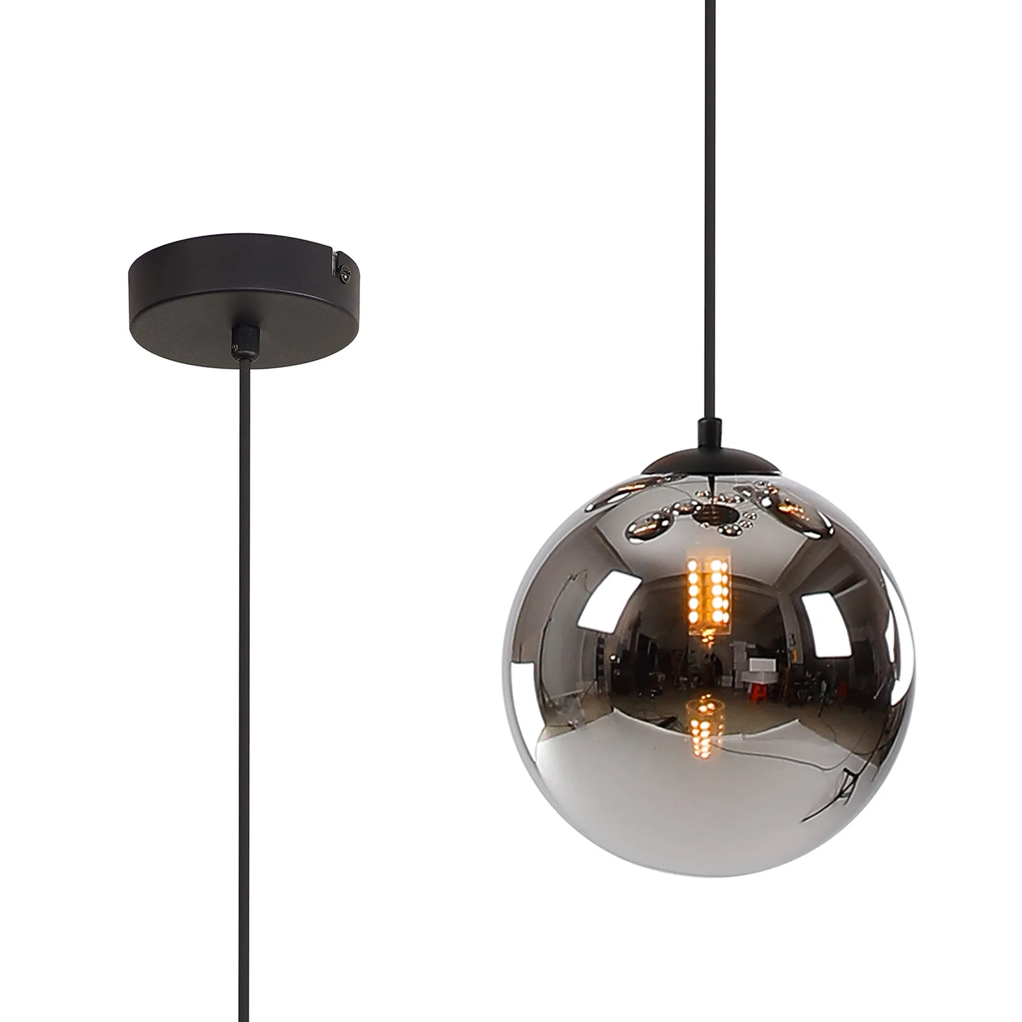 Deacon Single Pendant Single Light - Satin Black & Chrome