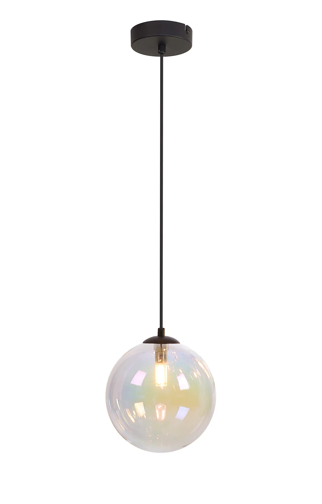 Deacon Single Pendant Single Light - Satin Black & Iridescent