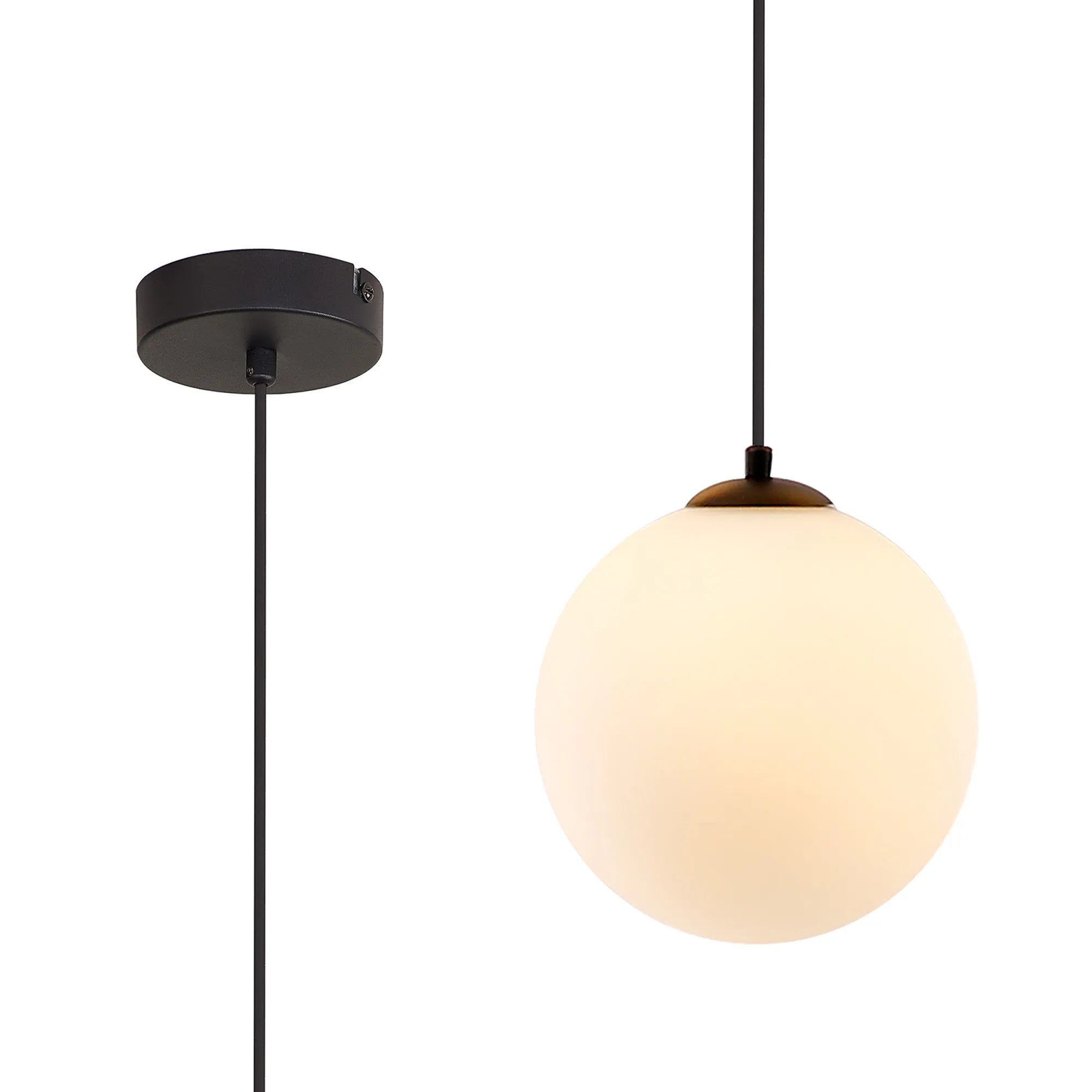 Deacon Single Pendant Single Light - Satin Black & Opal