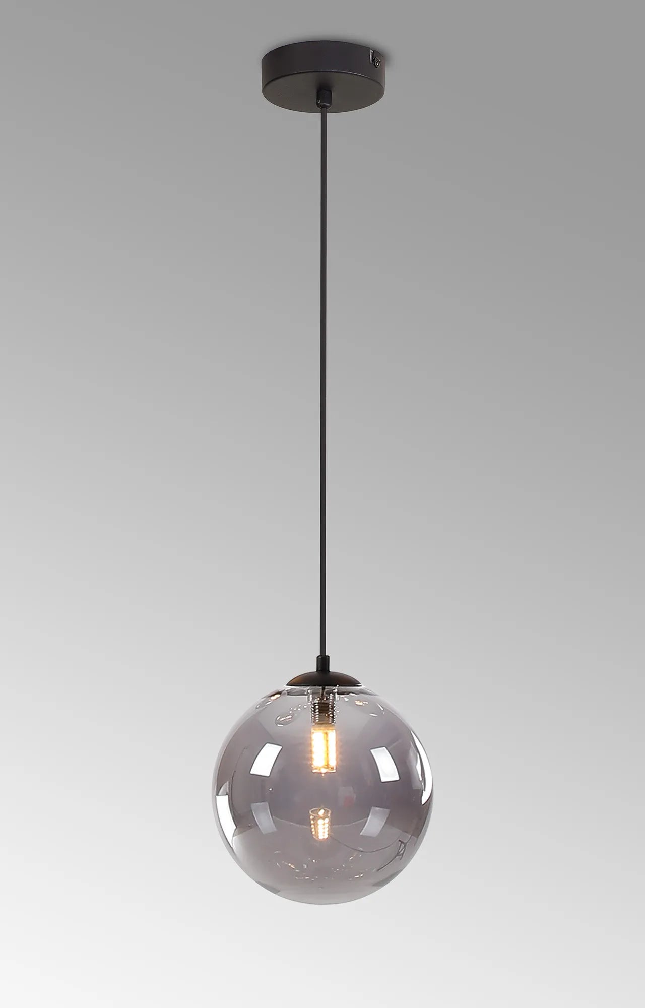 Deacon Single Pendant Single Light - Satin Black & Smoke