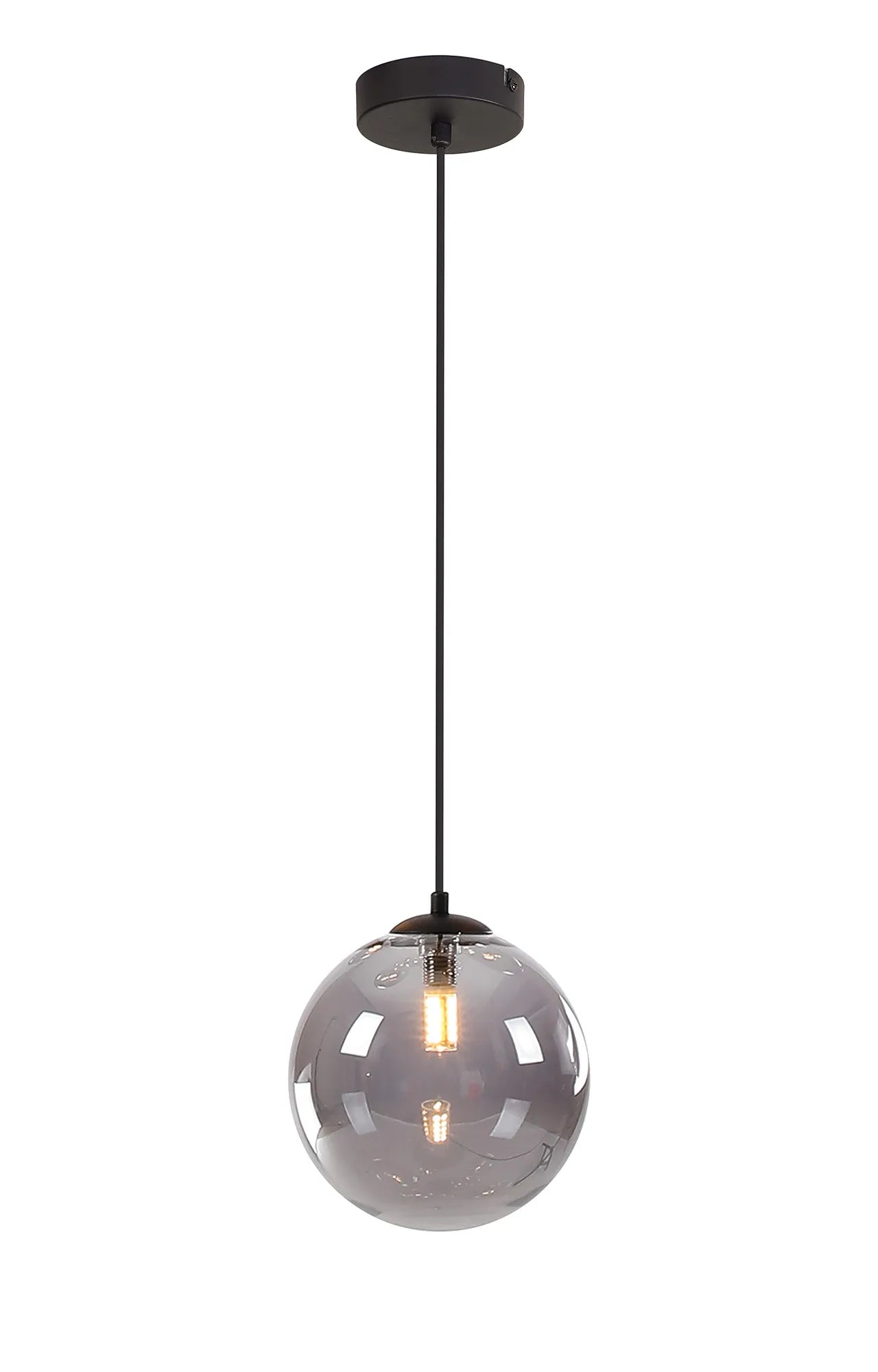 Deacon Single Pendant Single Light - Satin Black & Smoke