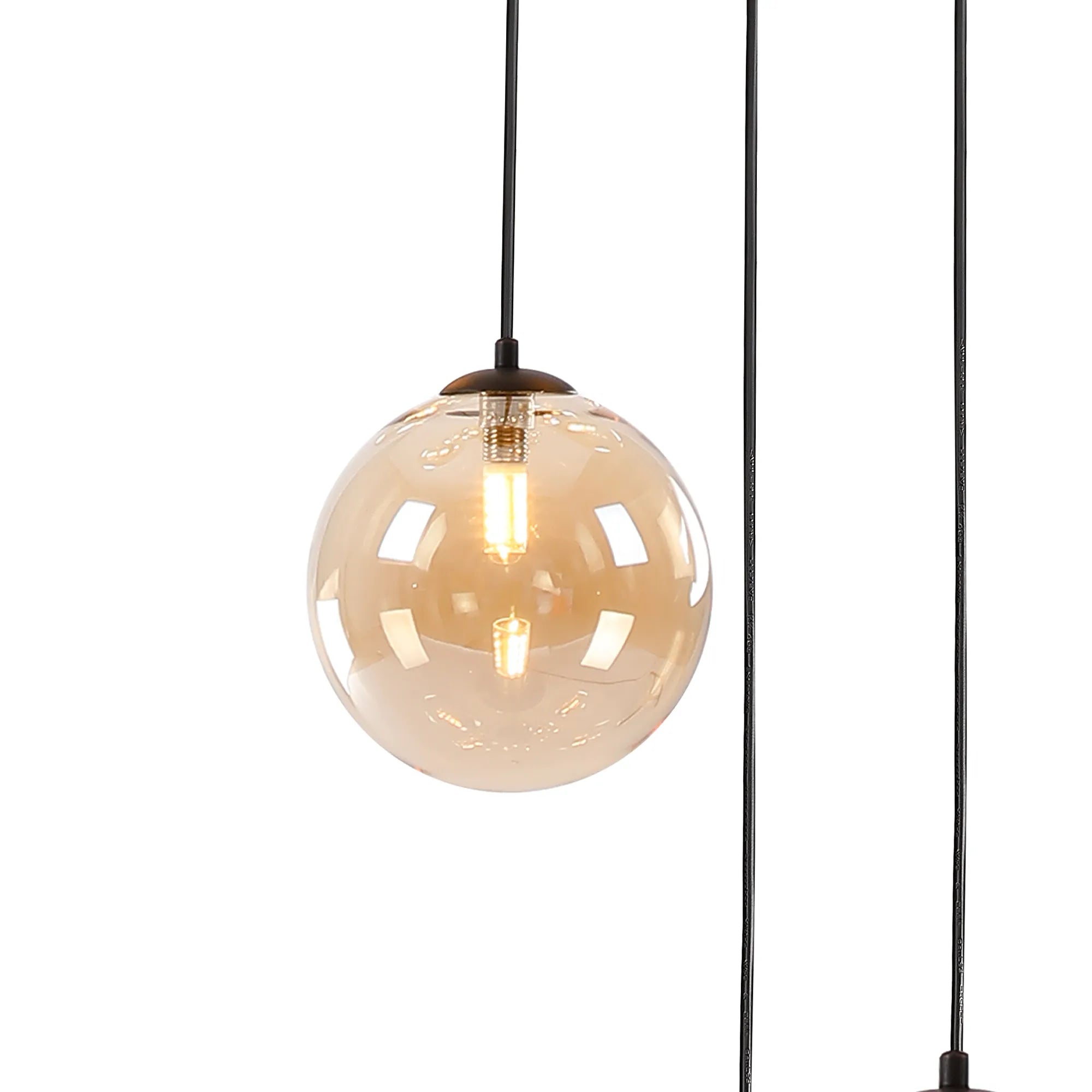 Deacon Round Pendant 3 Light - Satin Black & Amber