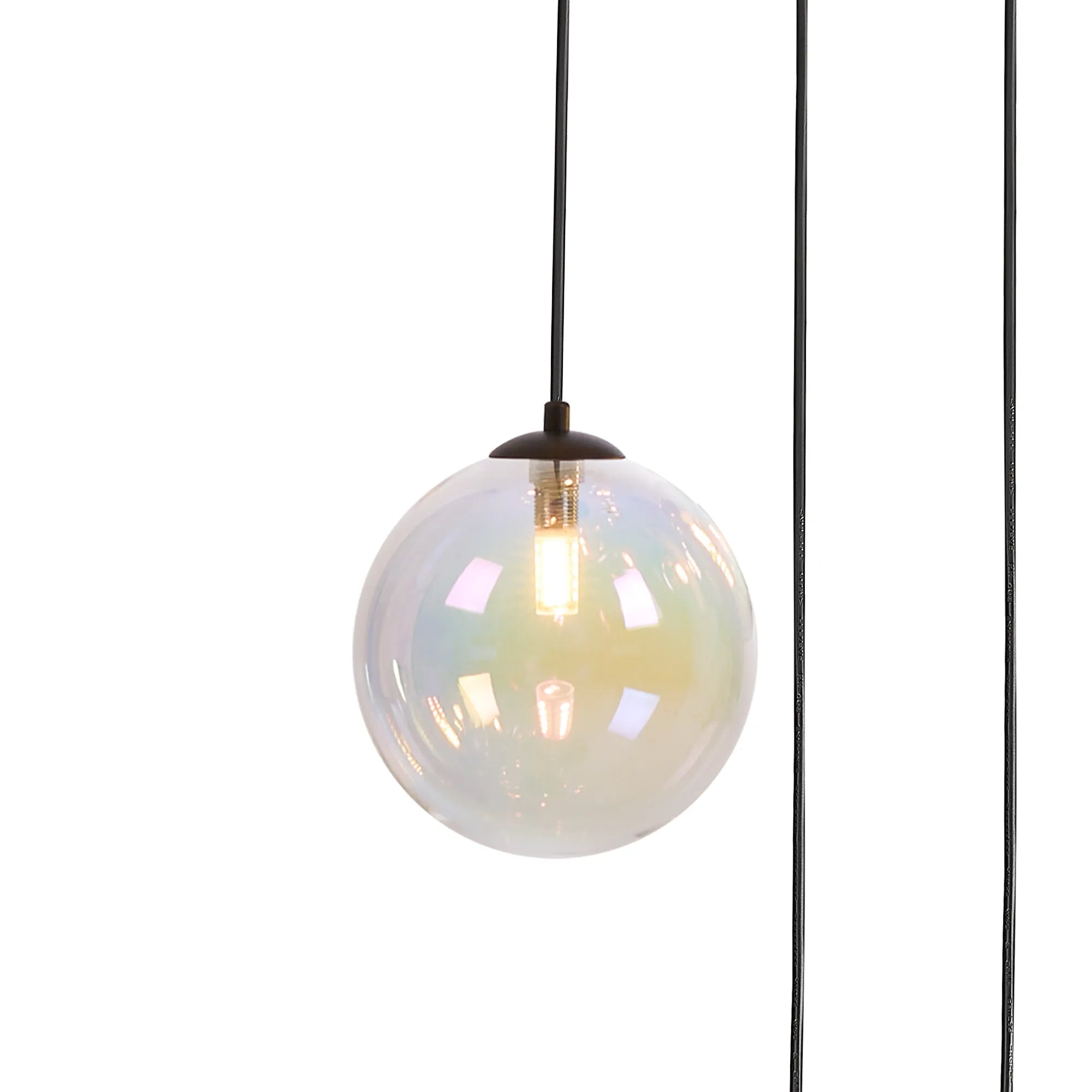 Deacon Round Pendant 3 Light - Satin Black & Iridescent