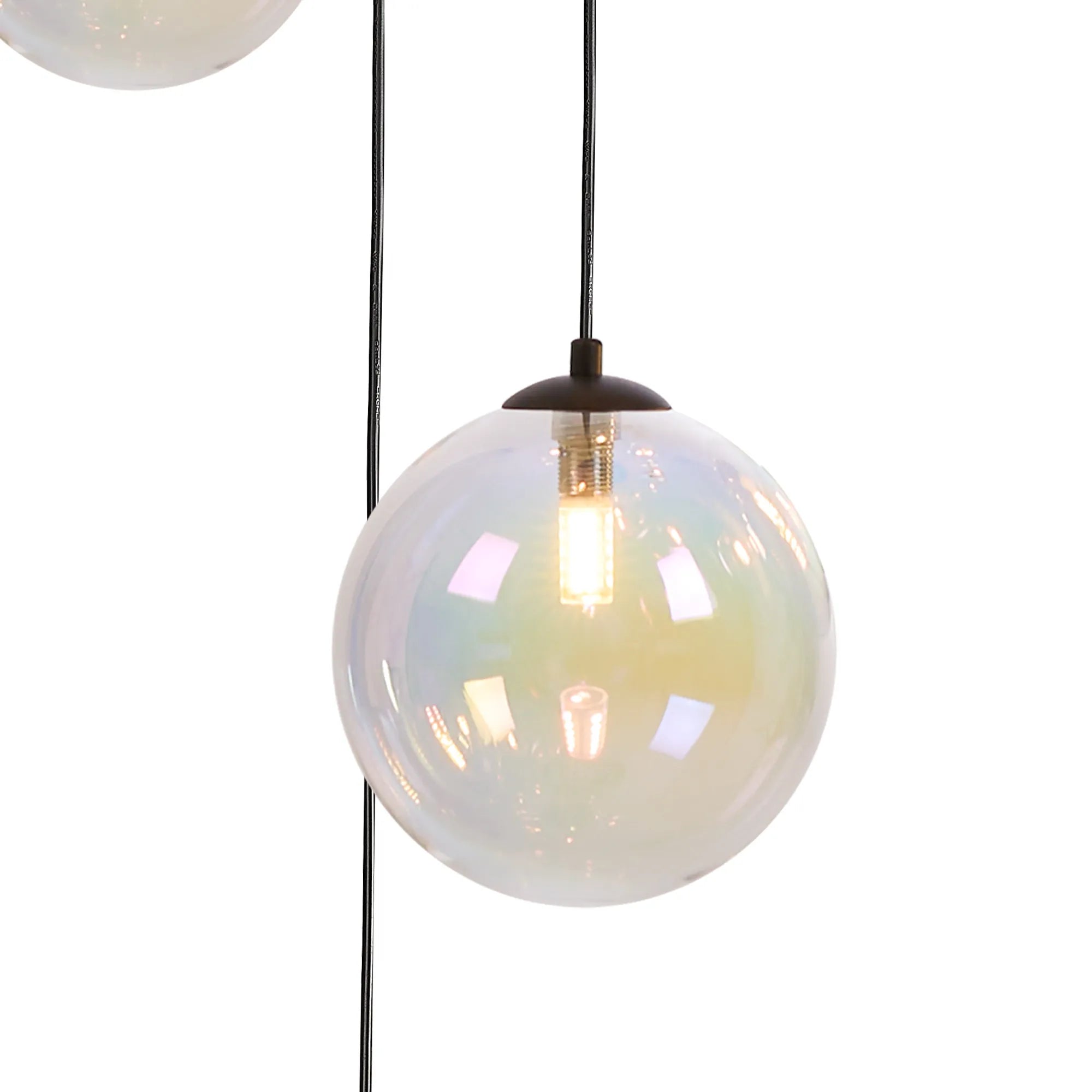 Deacon Round Pendant 3 Light - Satin Black & Iridescent