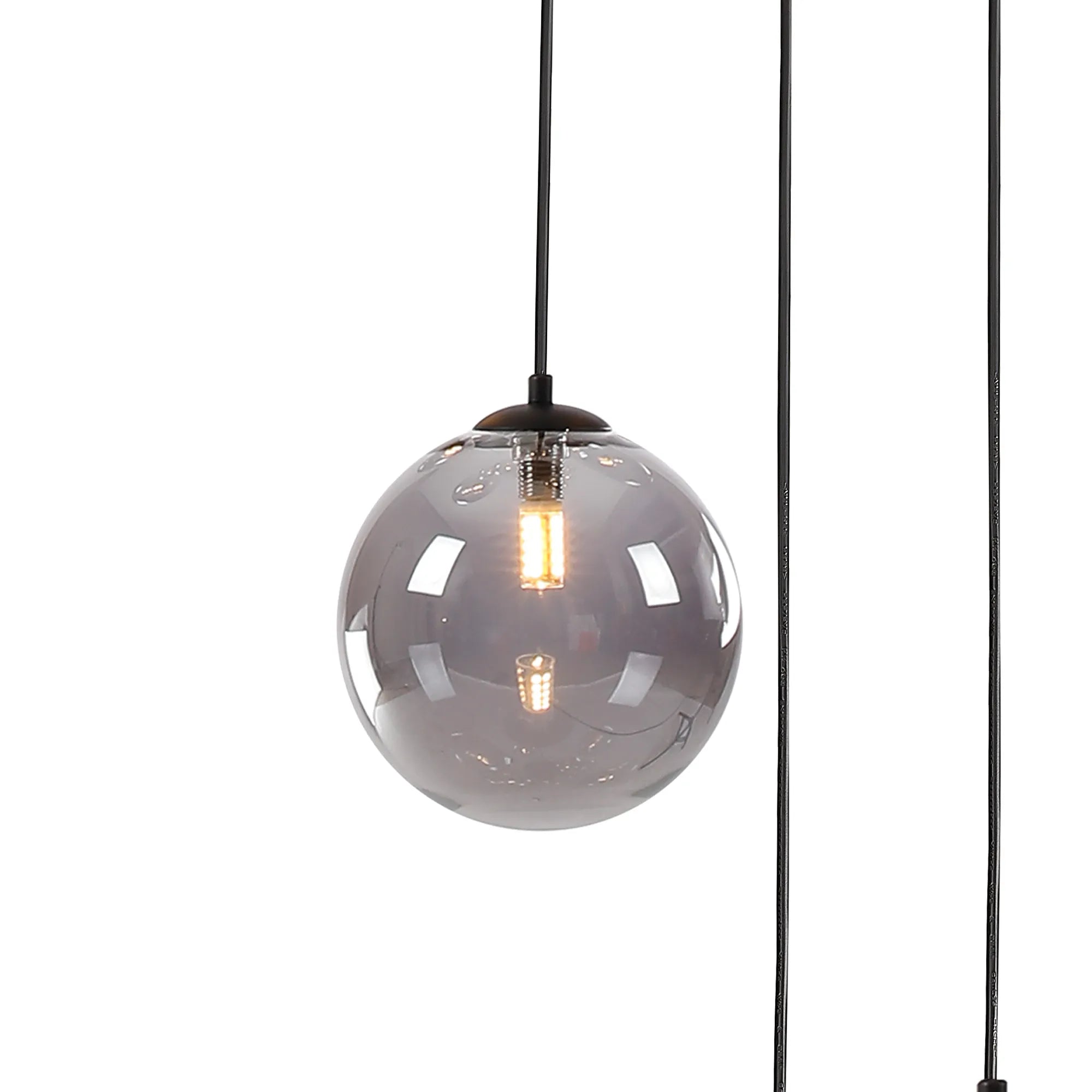 Deacon Round Pendant 3 Light - Satin Black & Smoke