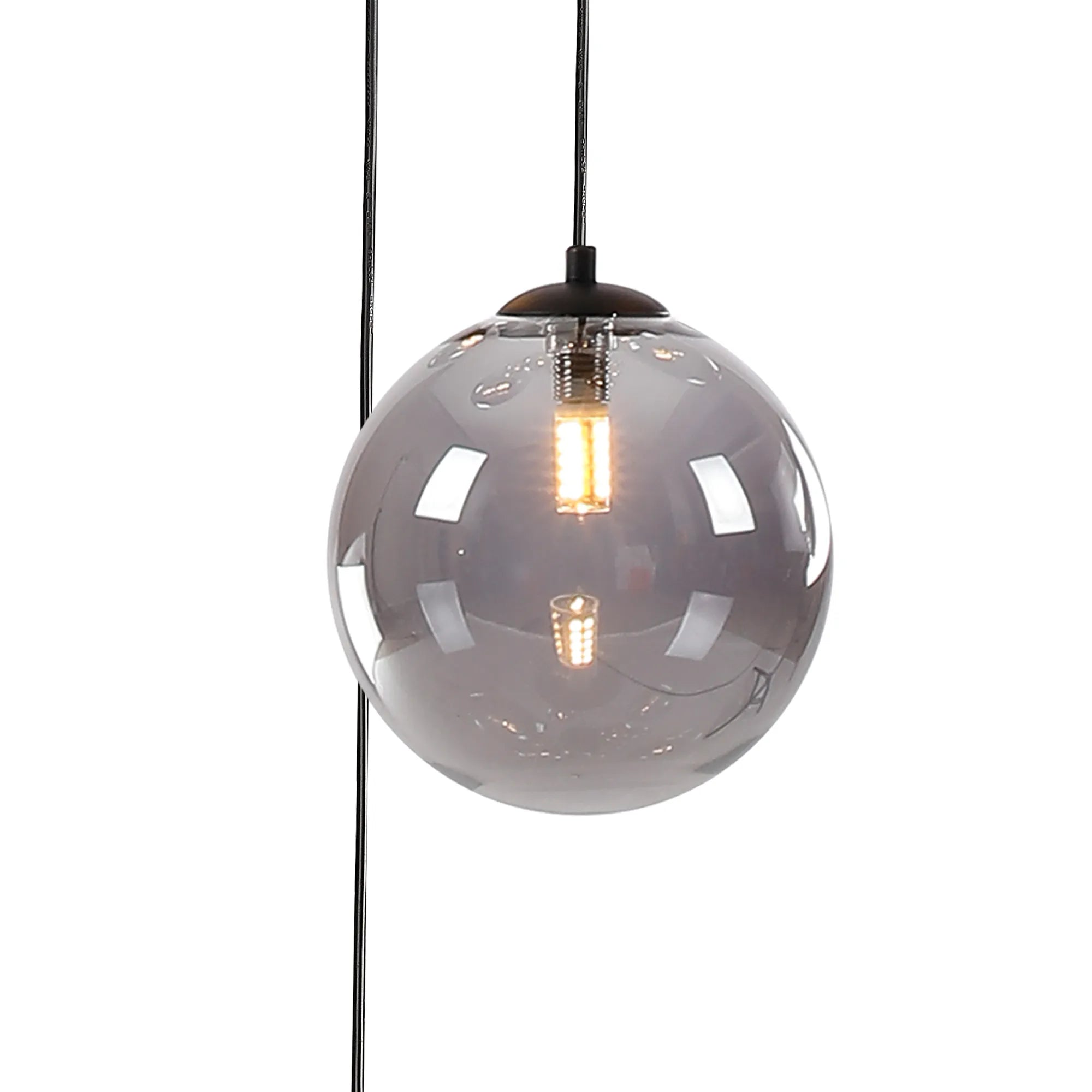 Deacon Round Pendant 3 Light - Satin Black & Smoke