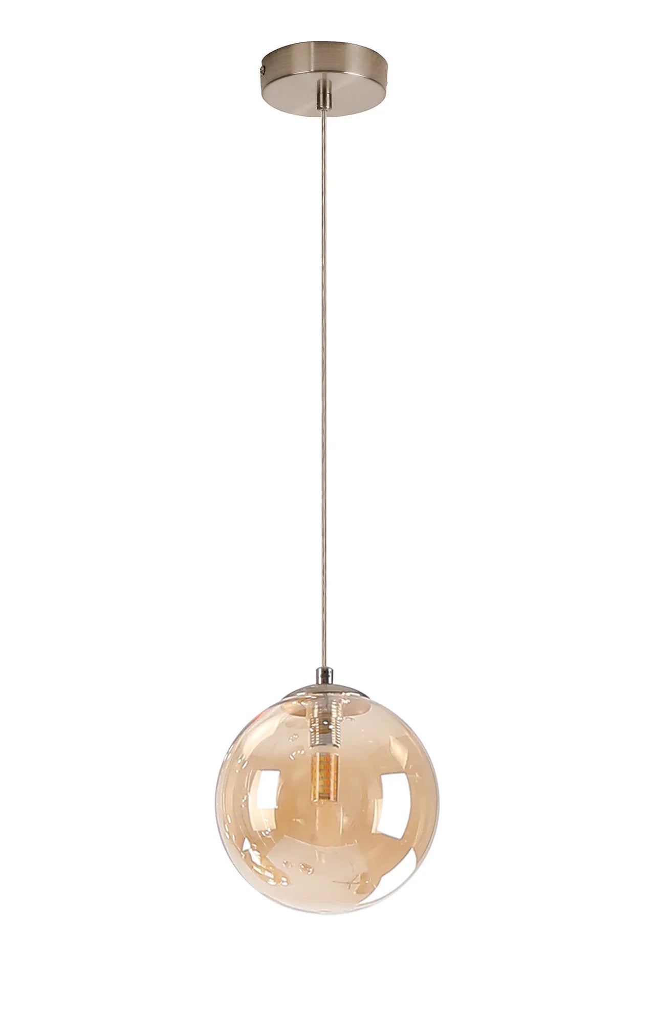 Deacon Single Pendant Single Light - Satin Nickel & Amber