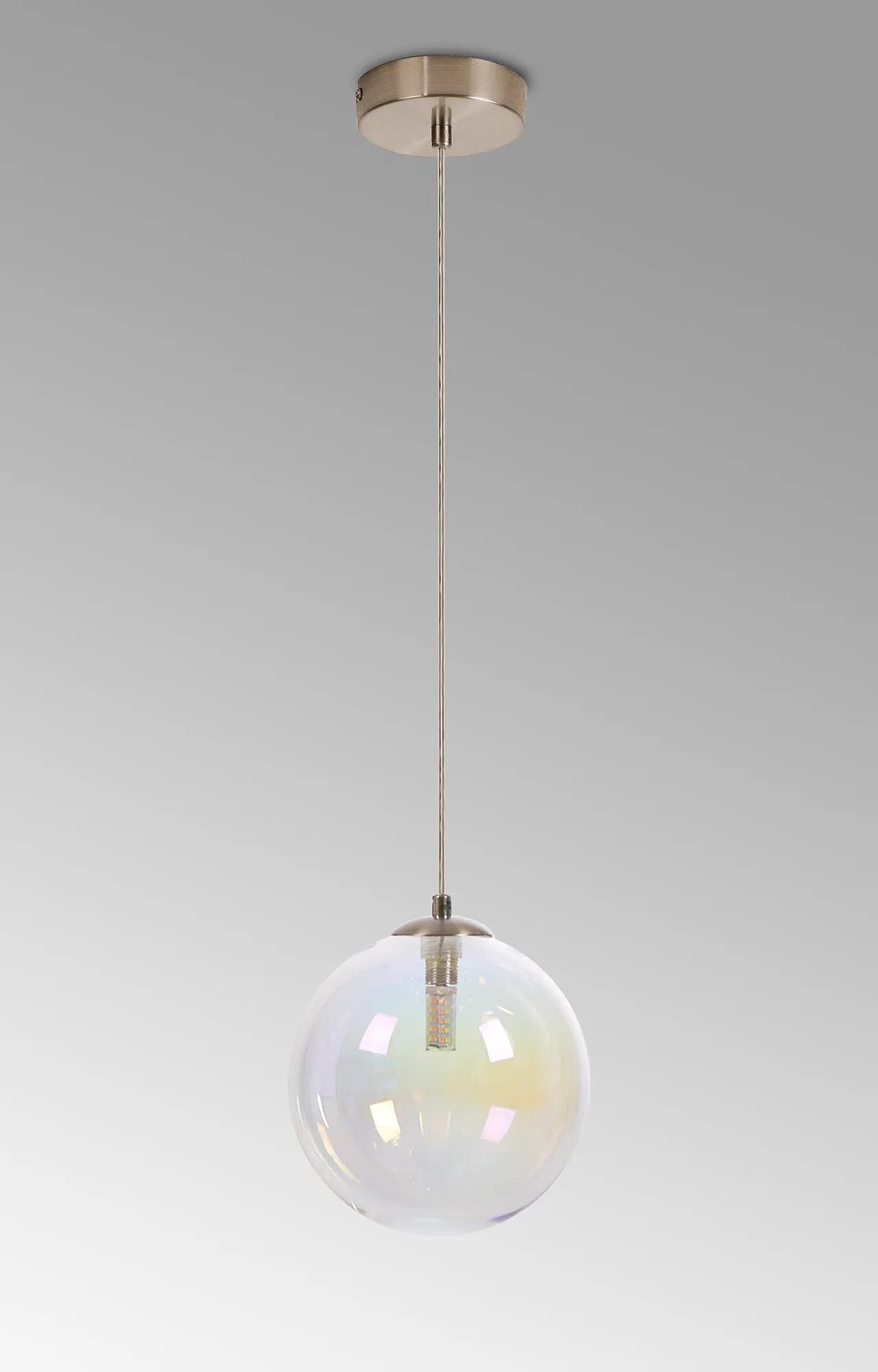 Deacon Single Pendant Single Light - Satin Nickel & Iridescent
