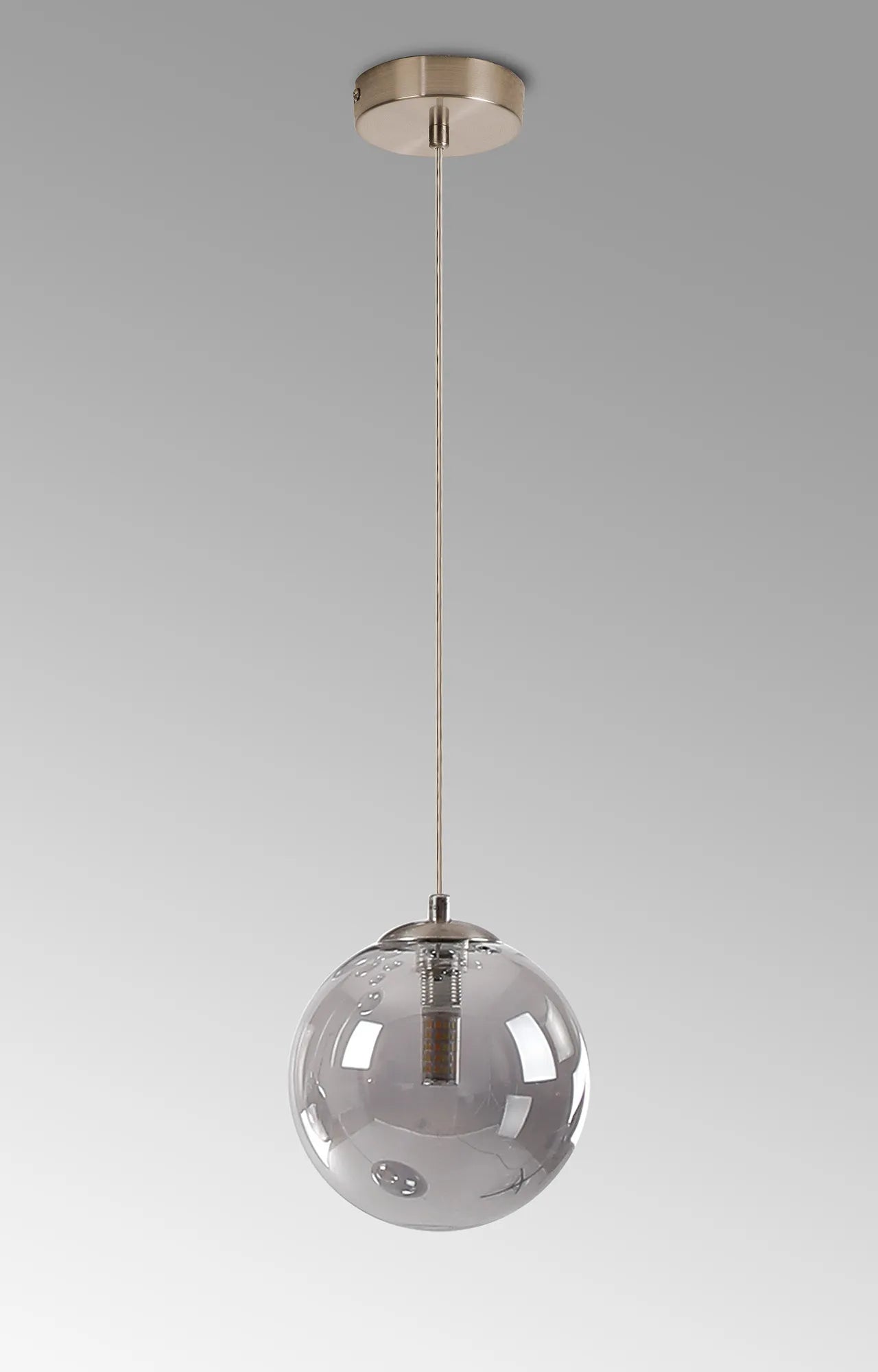 Deacon Single Pendant Single Light - Satin Nickel & Smoke