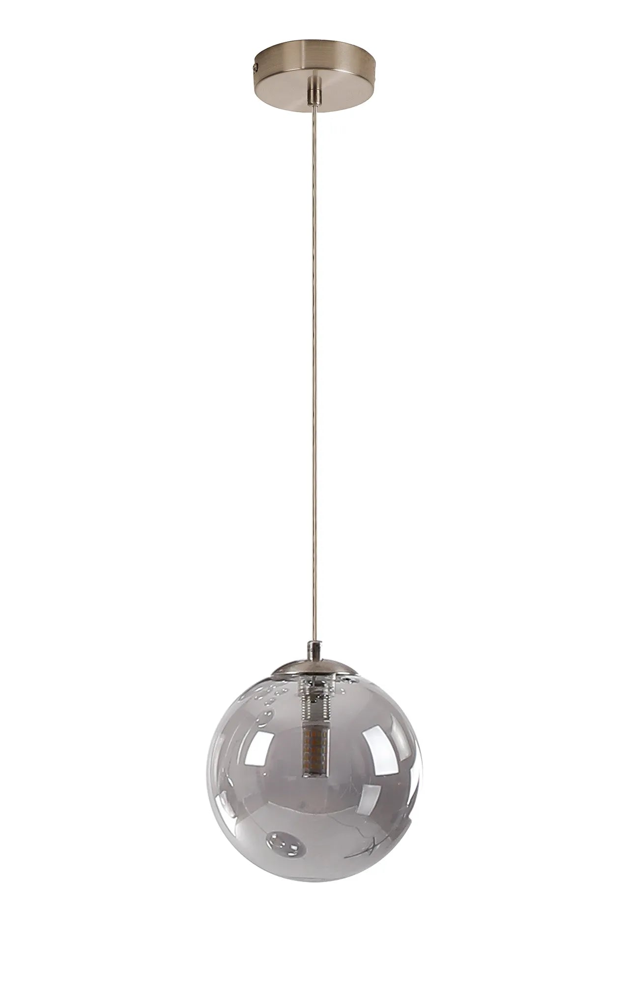 Deacon Single Pendant Single Light - Satin Nickel & Smoke