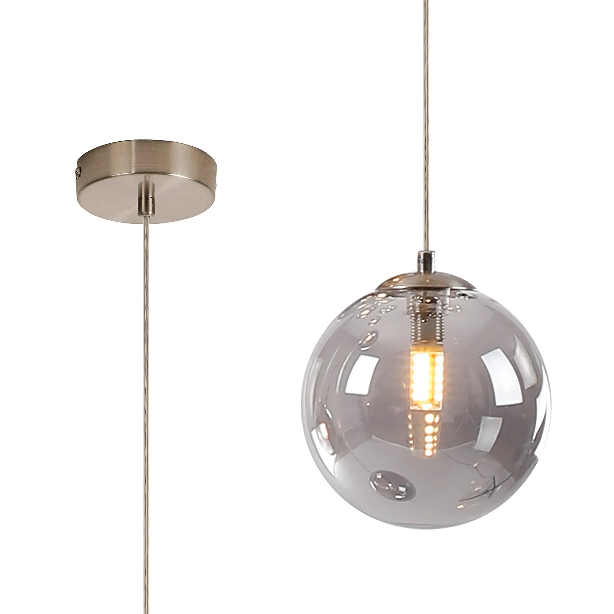 Deacon Single Pendant Single Light - Satin Nickel & Smoke