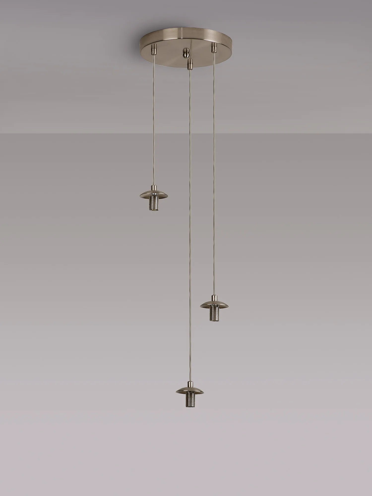 Deacon Round Pendant (Frame Only) 3 Light - Satin Nickel