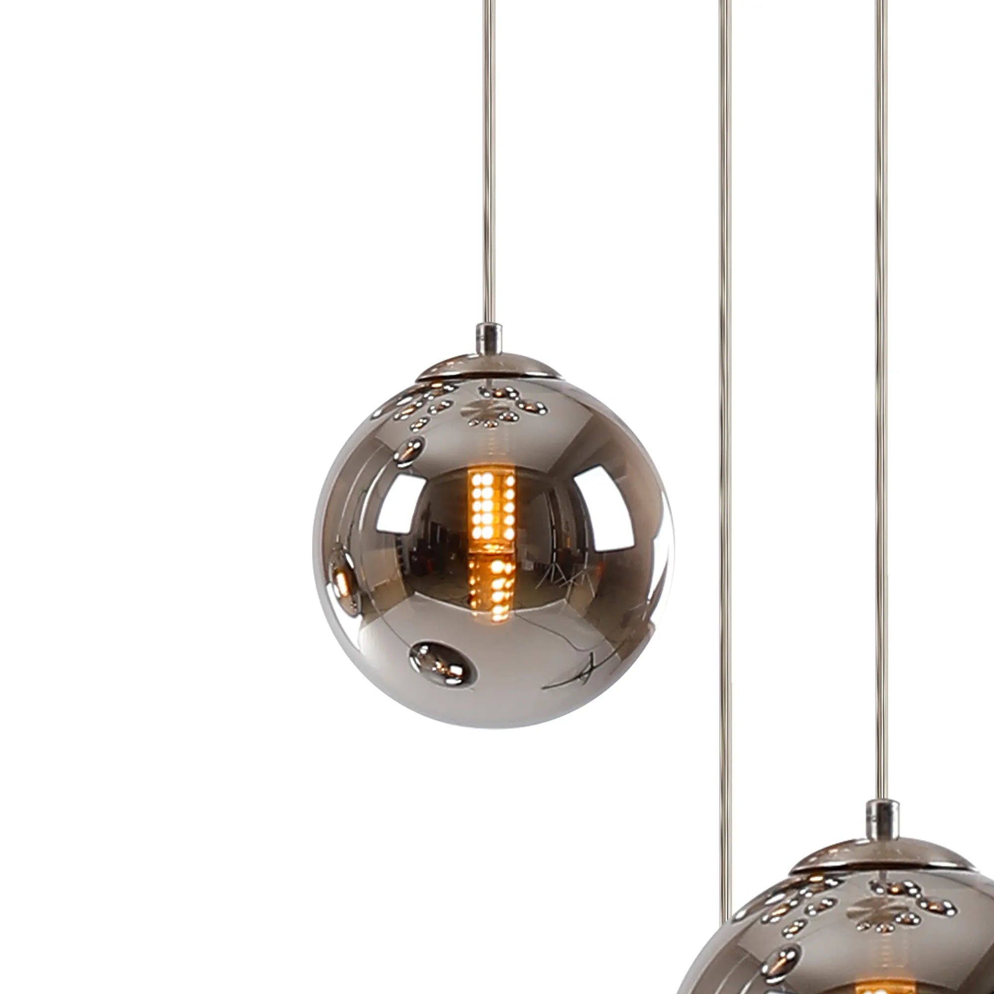 Deacon Round Pendant 3 Light - Satin Nickel & Chrome
