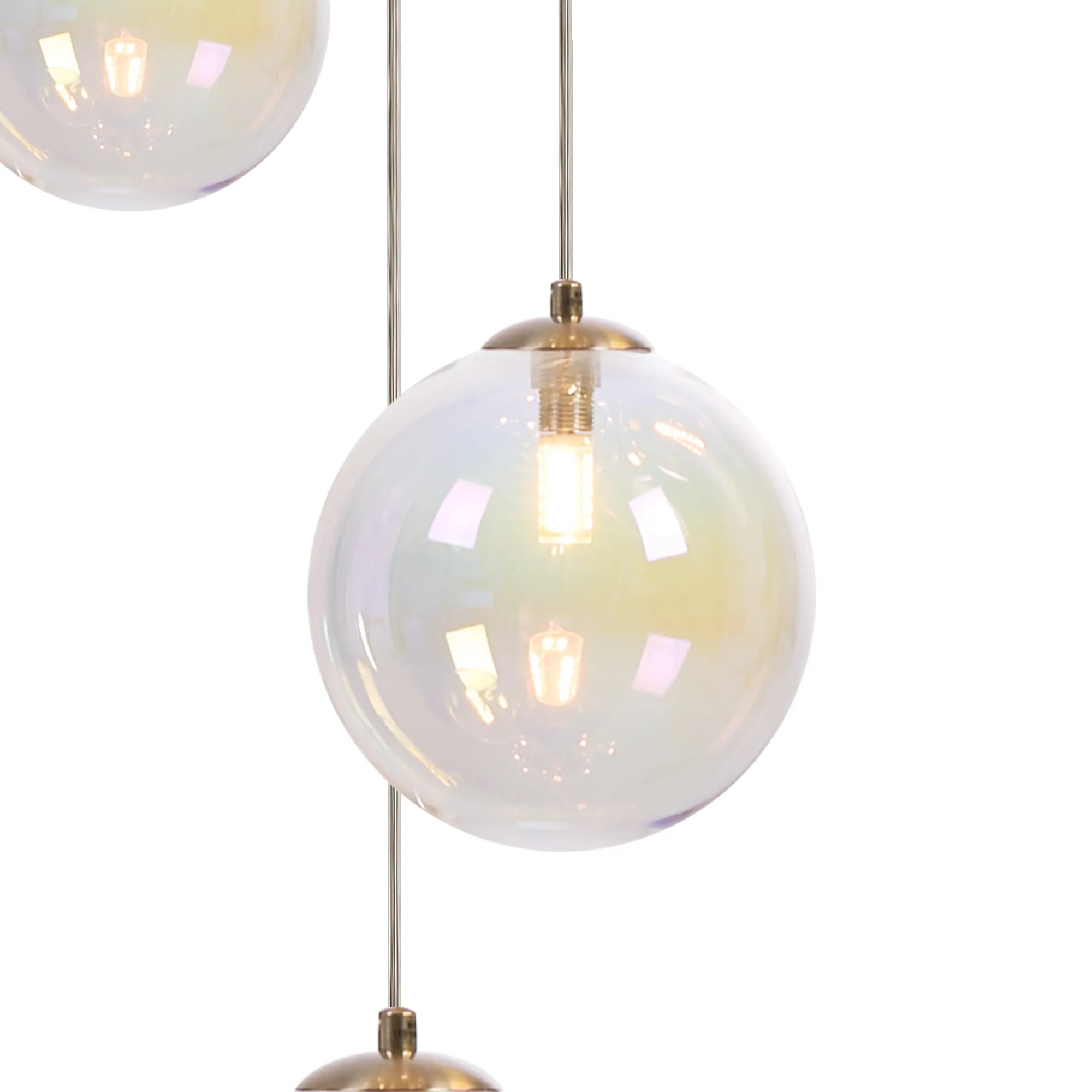 Deacon Round Pendant 3 Light - Satin Nickel & Iridescent