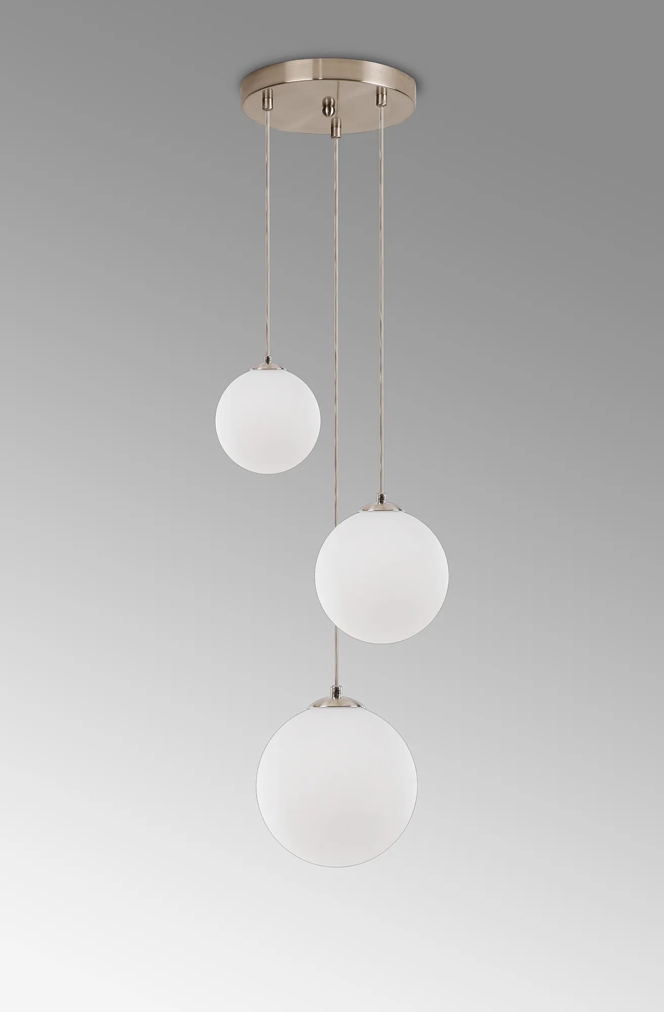 Deacon Round Pendant 3 Light - Satin Nickel & Opal
