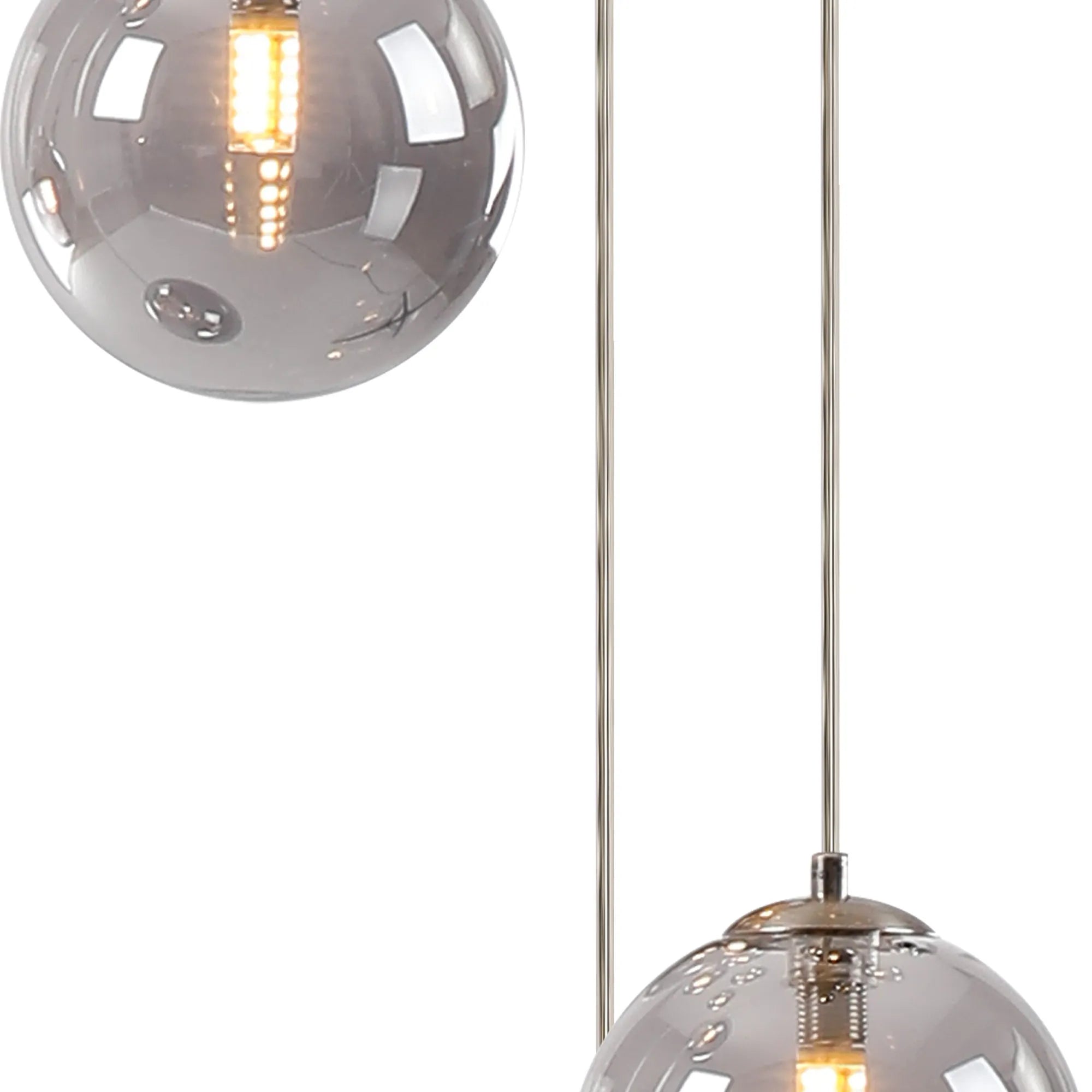 Deacon Round Pendant 3 Light - Satin Nickel & Smoke