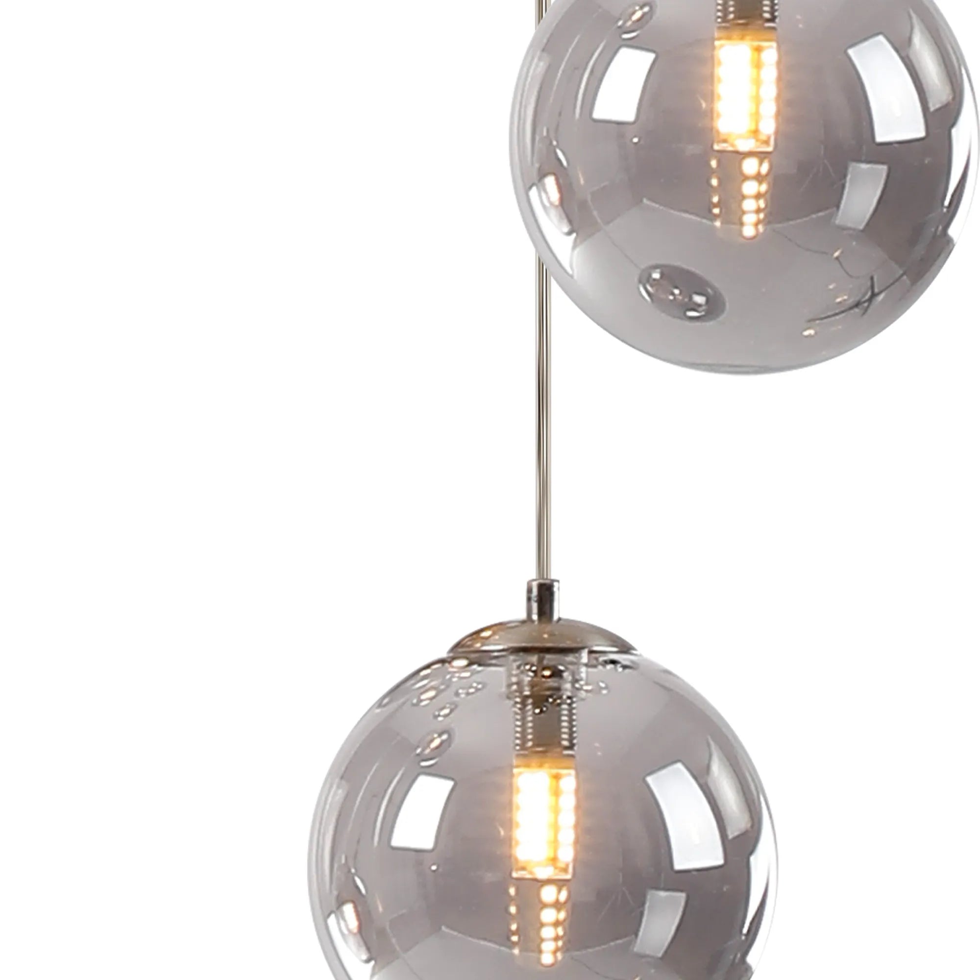 Deacon Round Pendant 3 Light - Satin Nickel & Smoke