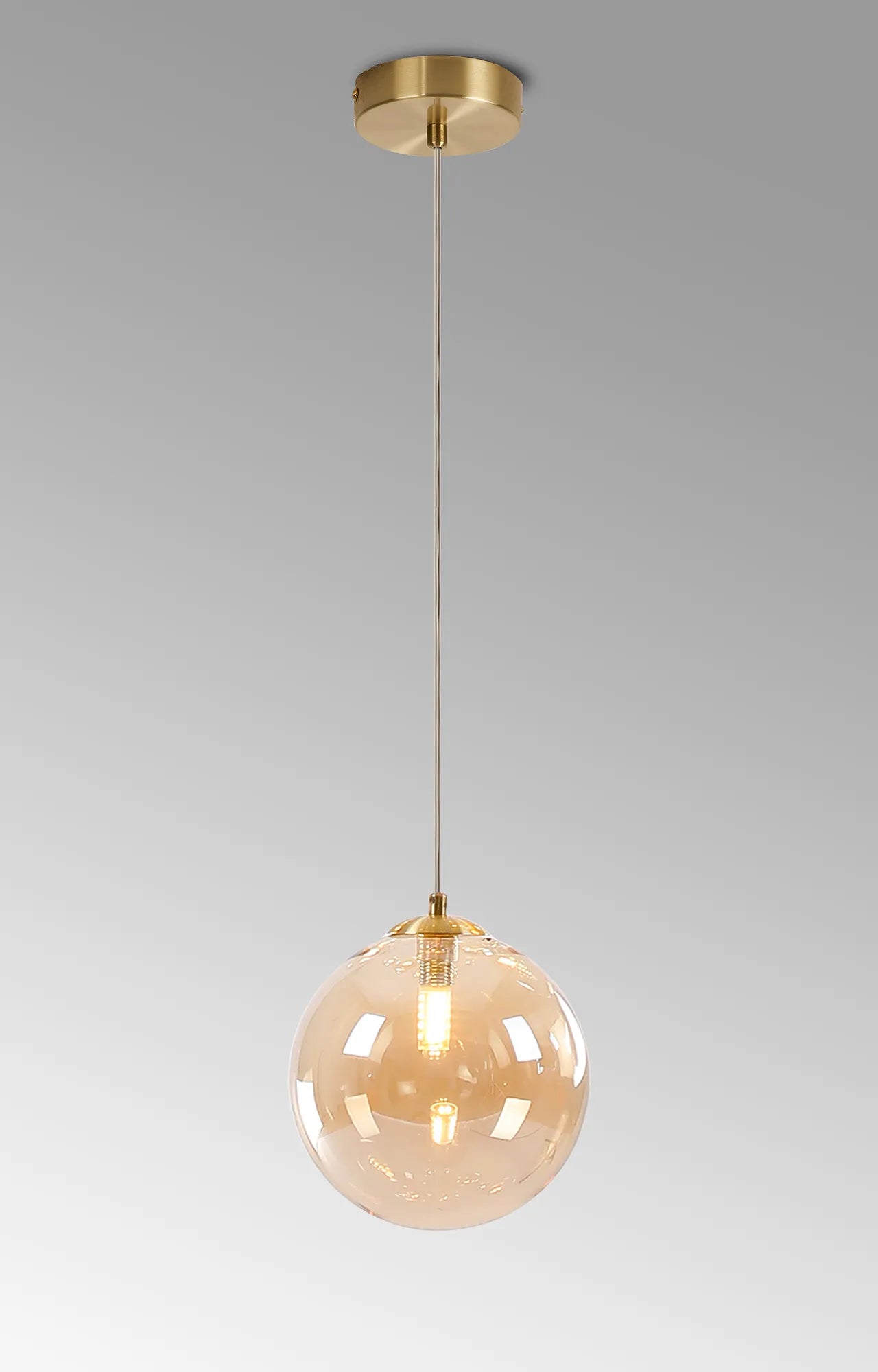 Deacon Single Pendant Single Light - Satin Gold & Amber