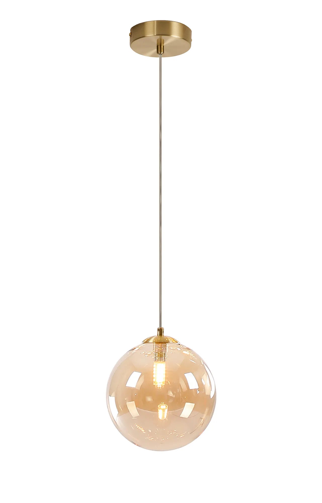 Deacon Single Pendant Single Light - Satin Gold & Amber