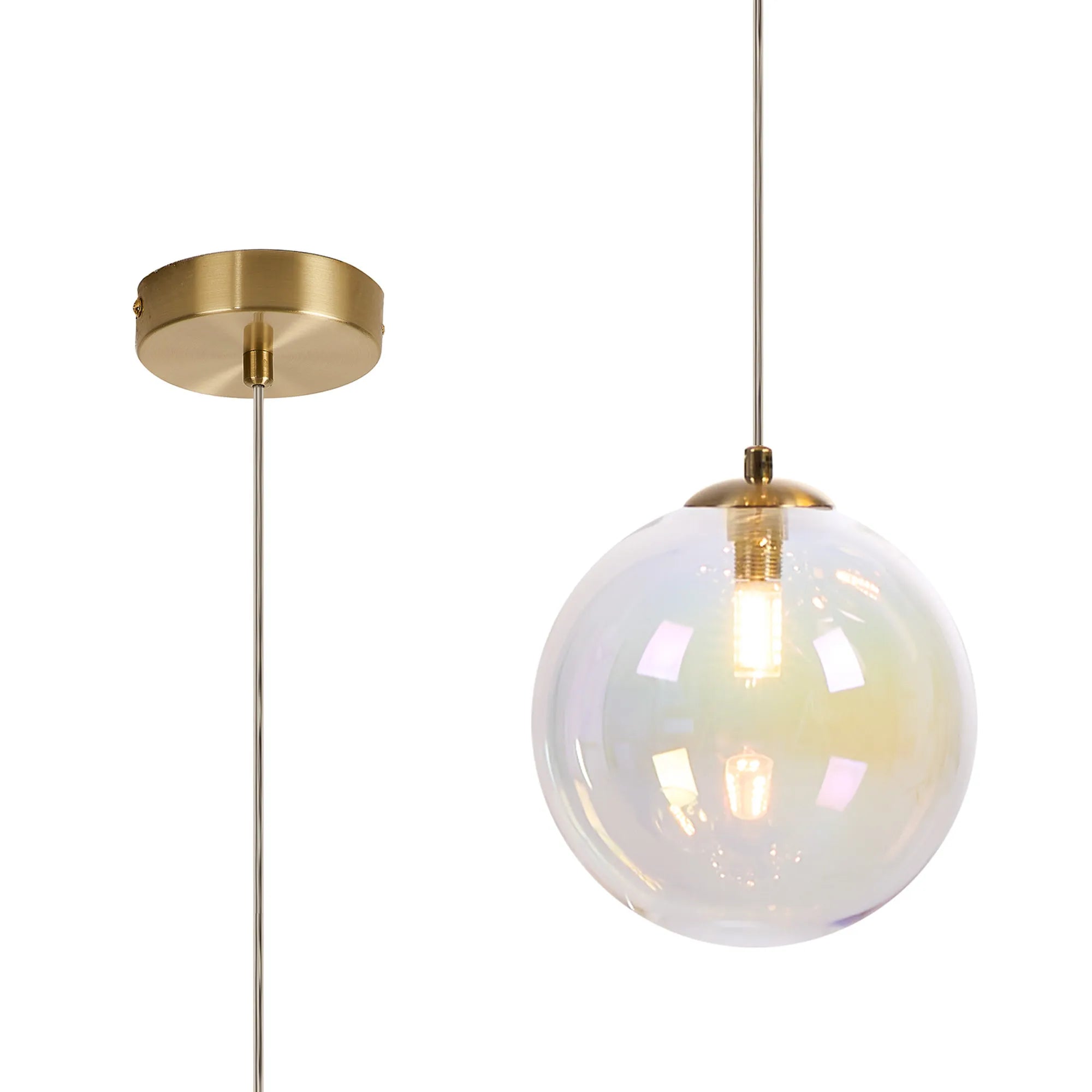 Deacon Single Pendant Single Light - Satin Gold & Iridescent