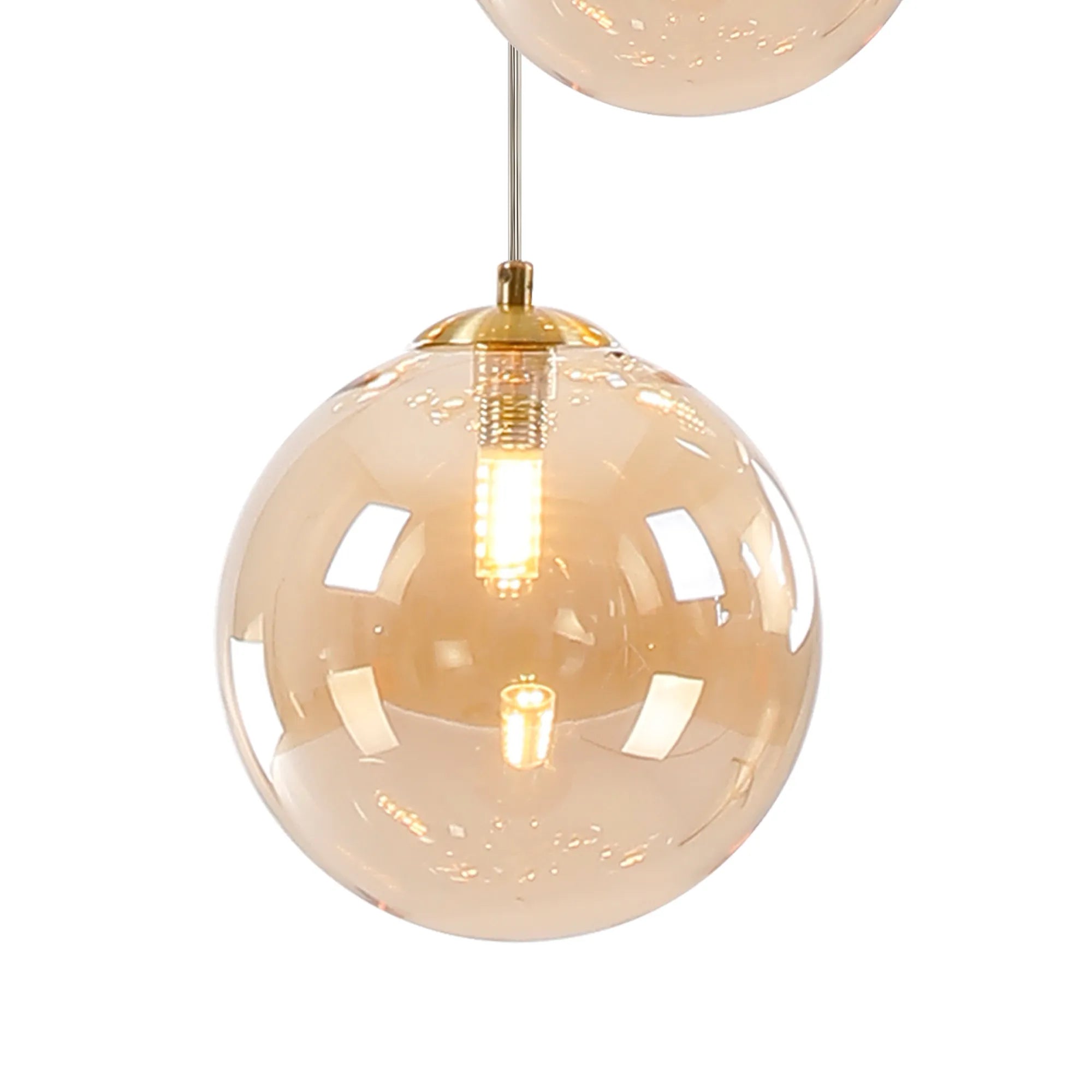 Deacon Round Pendant 3 Light - Satin Gold & Amber