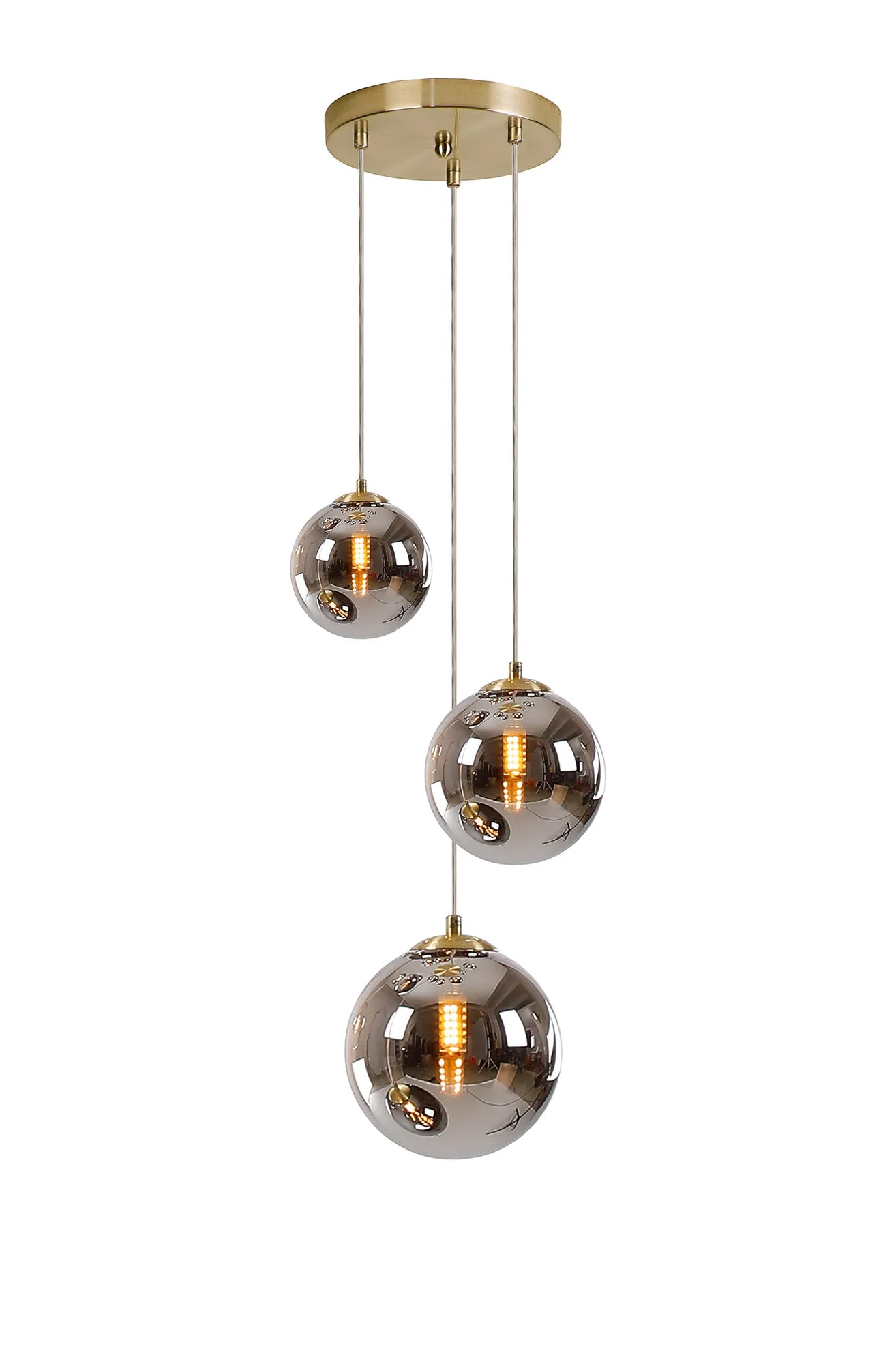 Deacon Round Pendant 3 Light - Satin Gold & Chrome
