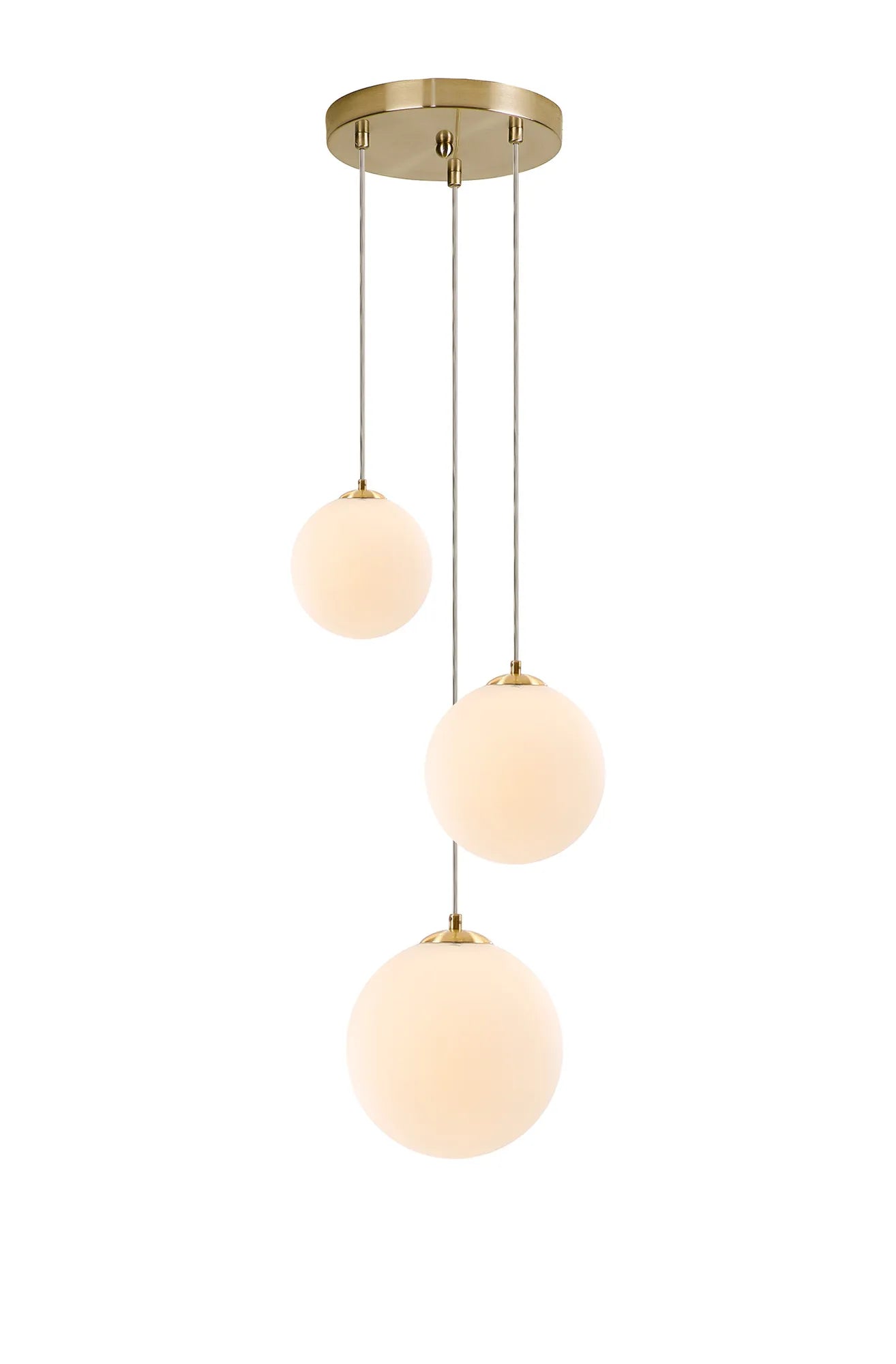 Deacon Round Pendant 3 Light - Satin Gold & Opal