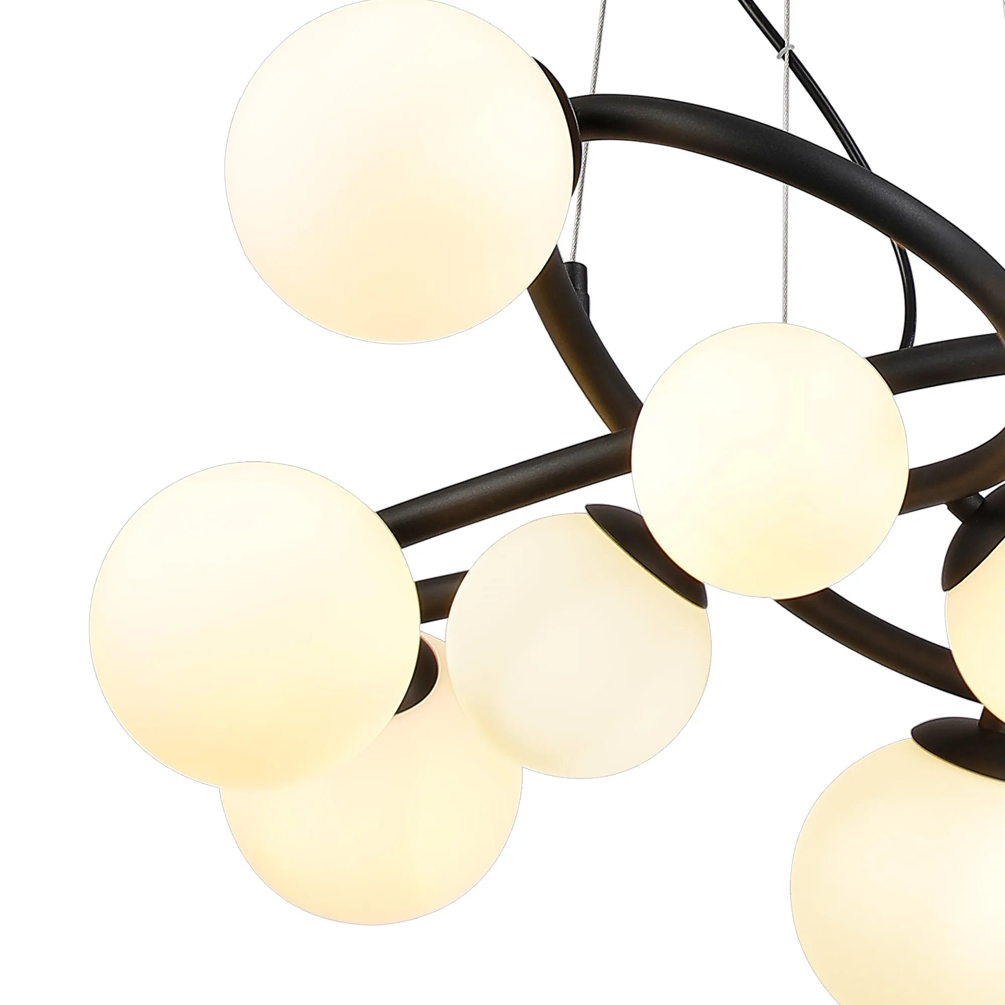 Deacon Twisted Pendant 9 Light - Satin Black Opal Glass