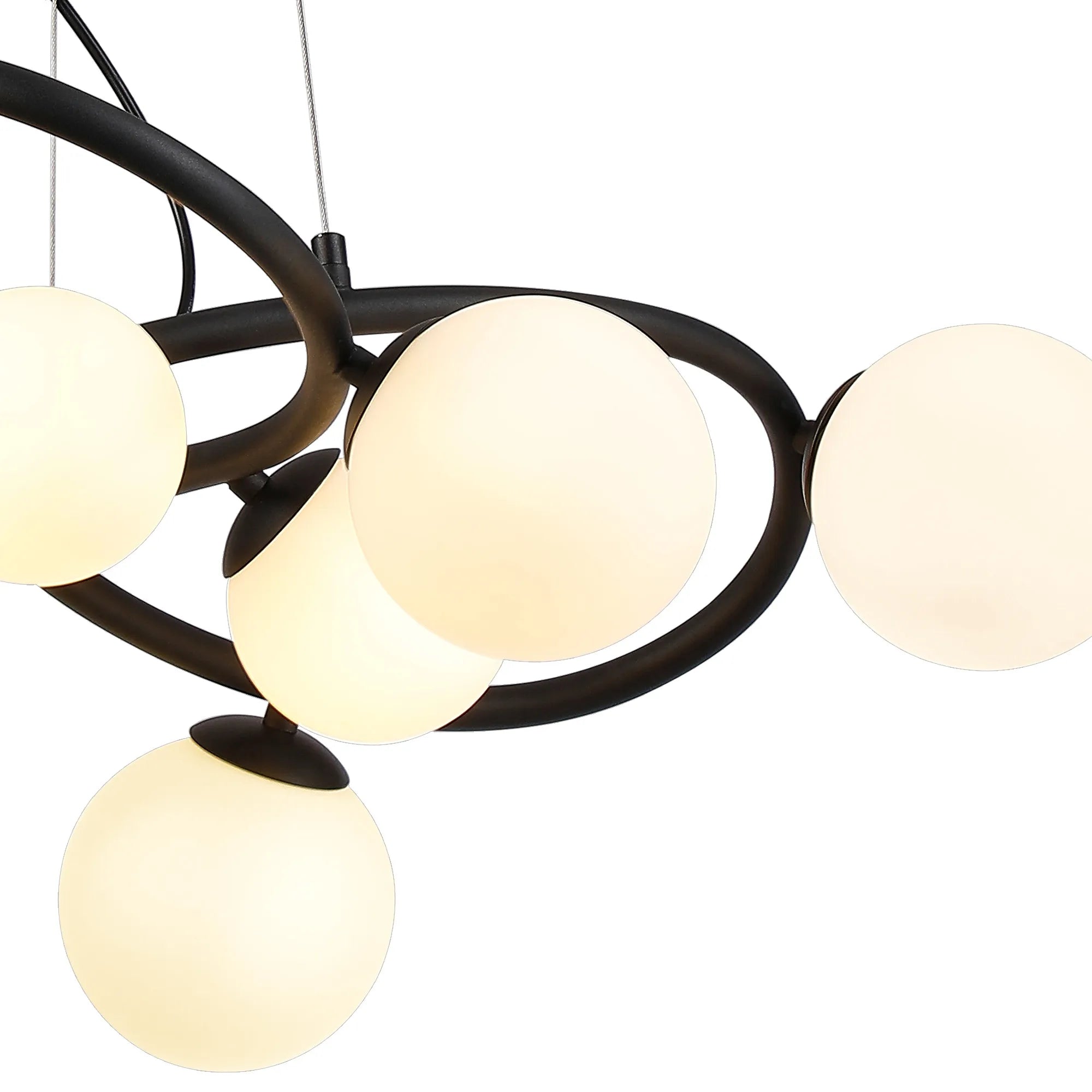Deacon Twisted Pendant 9 Light - Satin Black Opal Glass