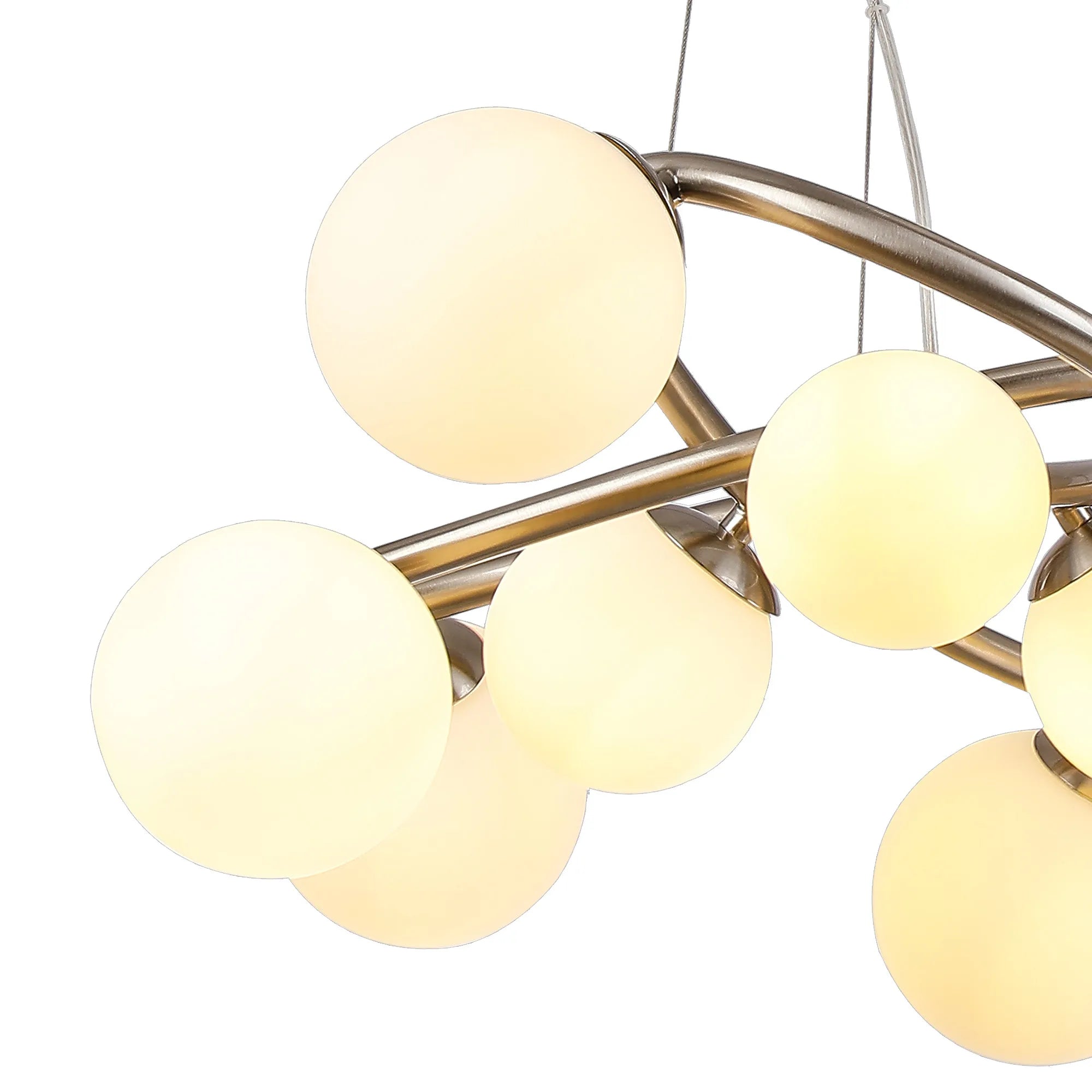 Deacon Twisted Pendant 9 Light - Satin Nickel Opal Glass